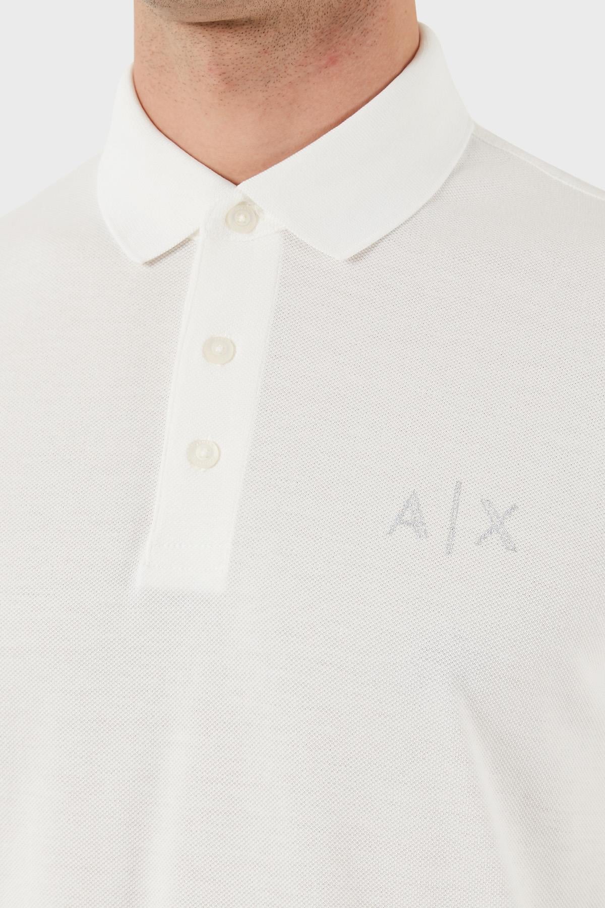 ARMANI EXCHANGE Armani Exchange Erkek AX Logolu Normal Kalıp %100 Pamuklu Kısa Kollu Beyaz Polo Yaka T-Shirt XM000330 AF10366-U0009