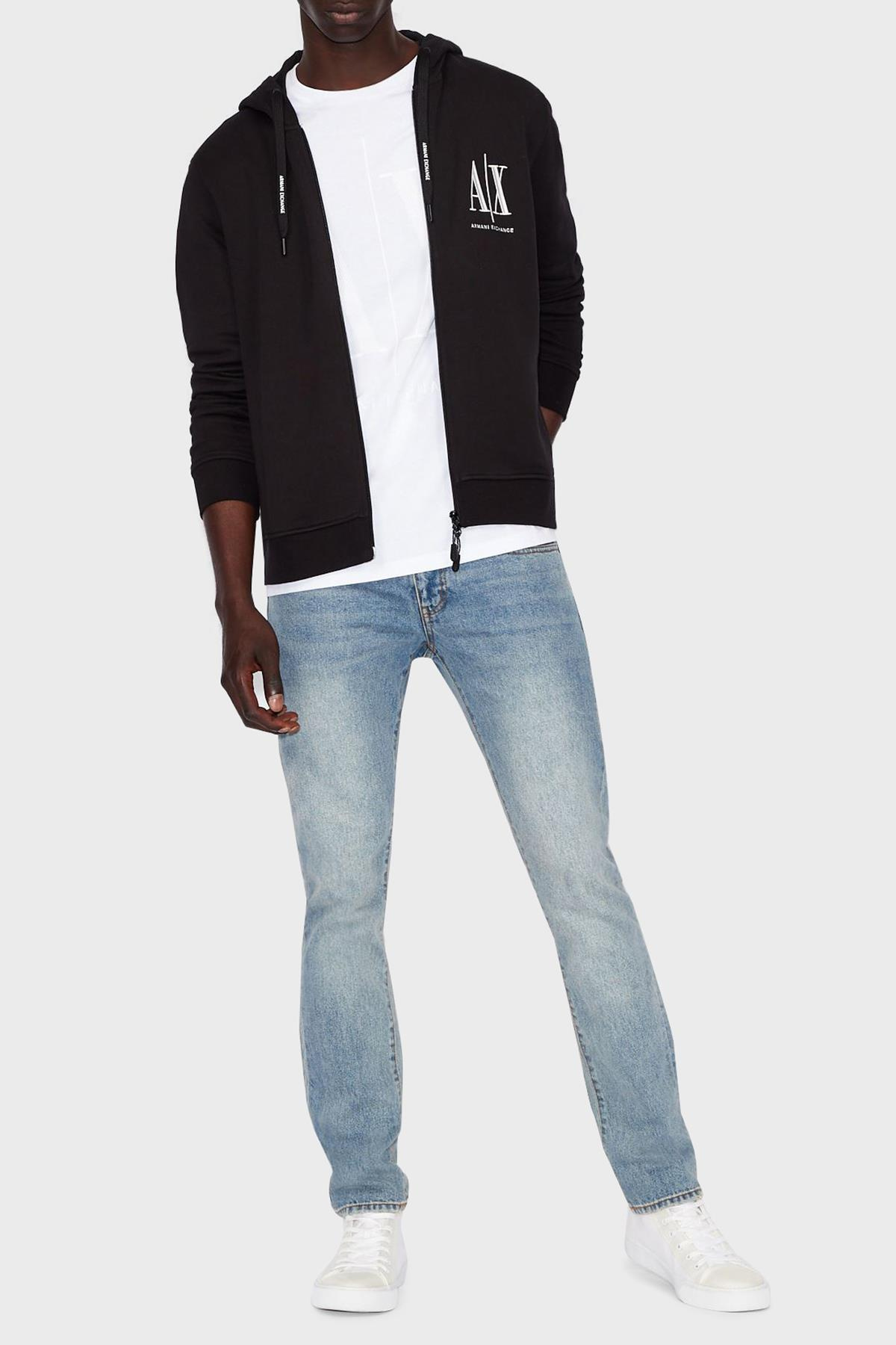 Armani Exchange Armani Exchange Erkek Kapüşonlu Fermuar Kapamalı Cepli Uzun Kol Siyah Sweatshirt 8NZMPP ZJ1ZZ-1200