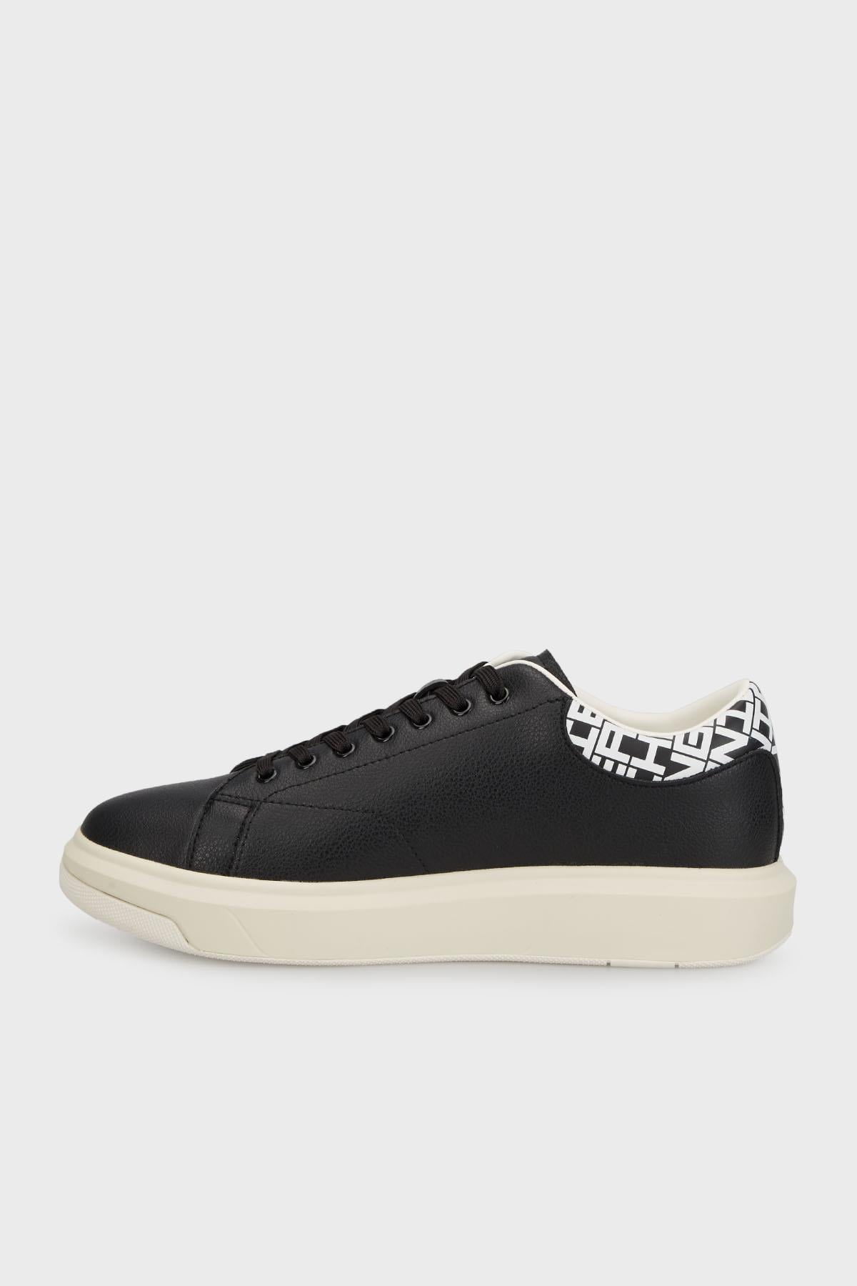 ARMANI EXCHANGE Armani Exchange Erkek Rahat ve Düz Taban Arkası Logo Desenli Siyah-Beyaz Sneaker XUX123 XV761-N814
