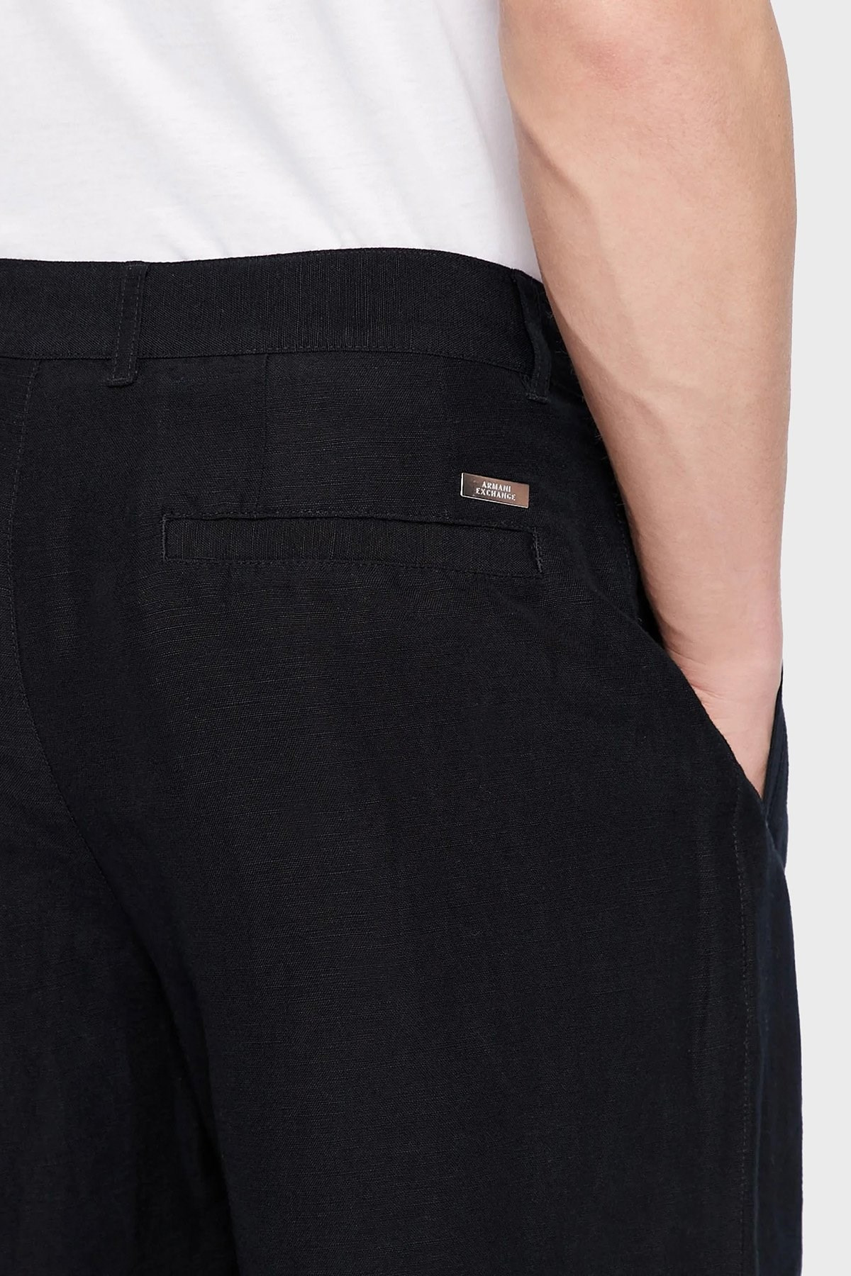 Armani Exchange Armani Exchange Erkek Normal Kalıp Keten Lacivert Şort 8NZS67 ZNFNZ-1583