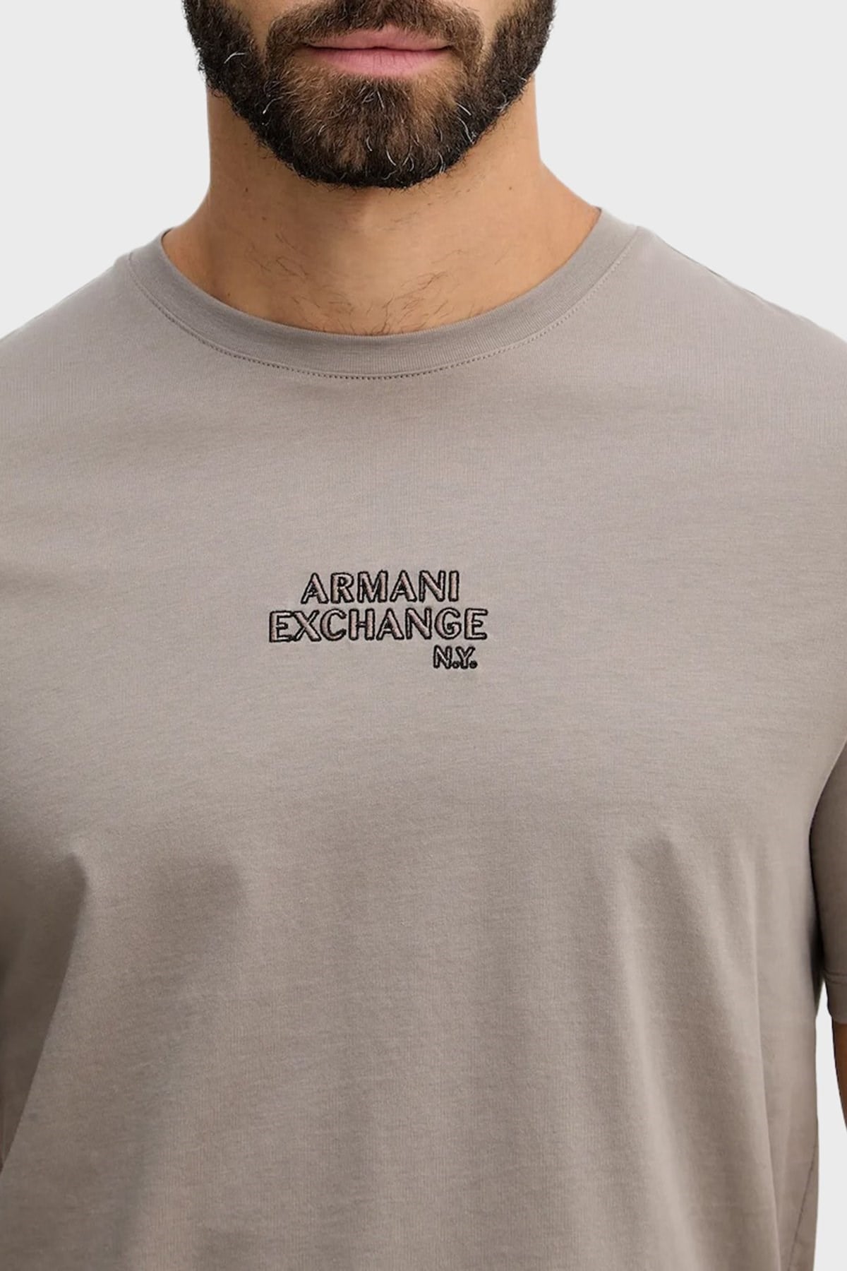 Armani Exchange Armani Exchange Erkek Logo Detaylı Yuvarlak Yakalı Kısa Kollu Bej T-Shirt XM001784 AF10356-U6107