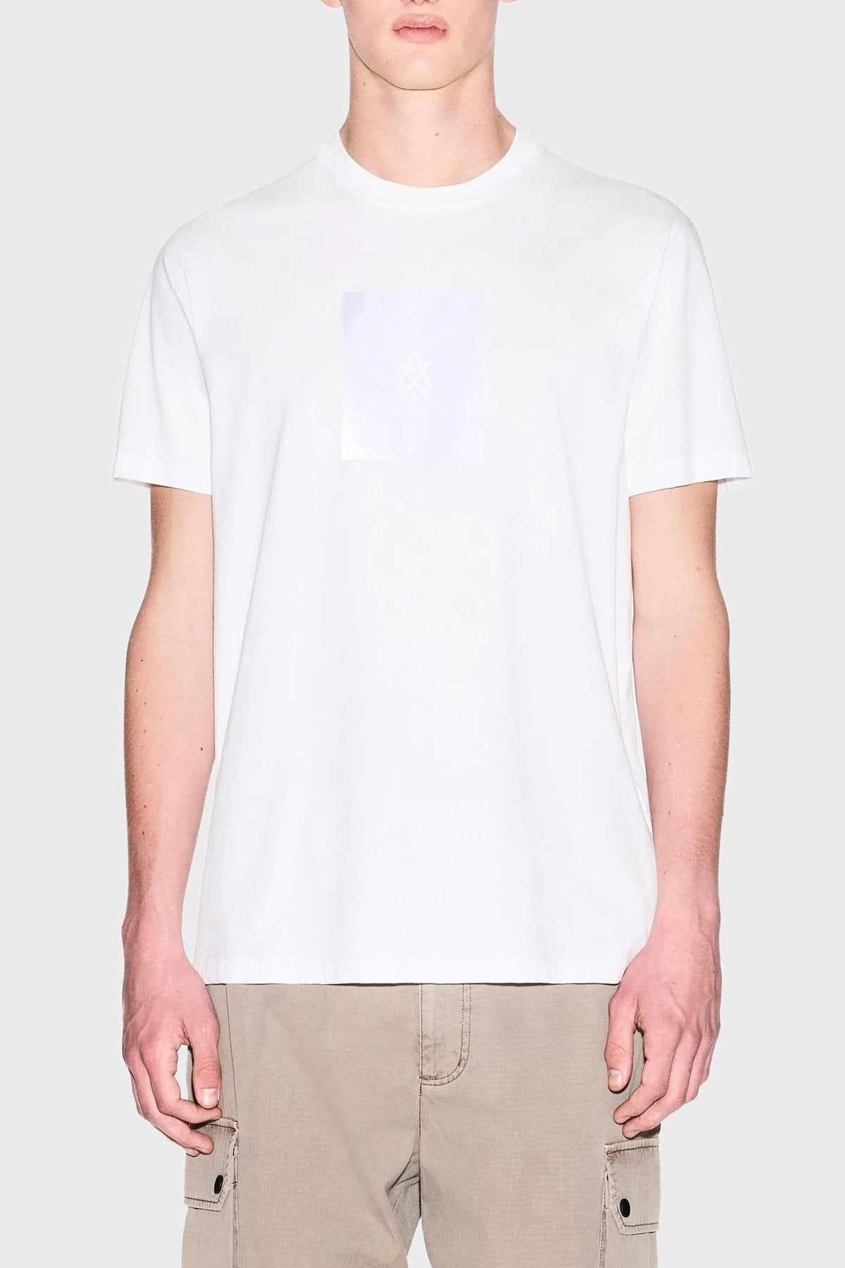 Armani Exchange Armani Exchange Erkek Bisiklet Yaka Logo Baskılı Pamuklu Kısa Kollu Beyaz T-Shirt XM002213 AF10356-U0009