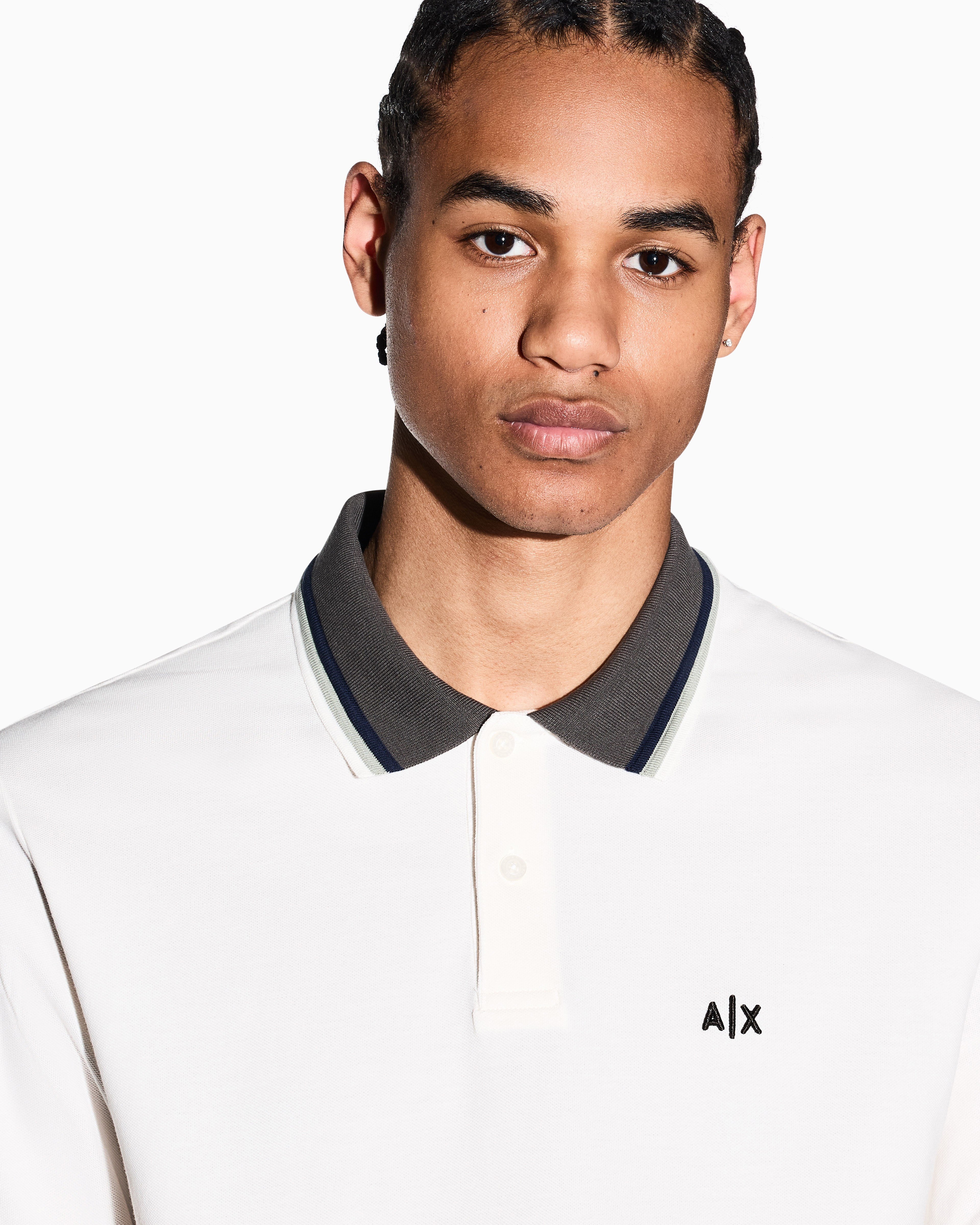Armani Exchange Armani Exchange Erkek %100 Pamuklu Logolu Kısa Kollu Beyaz Polo Yaka T-Shirt XM002329 AF13026-U1074