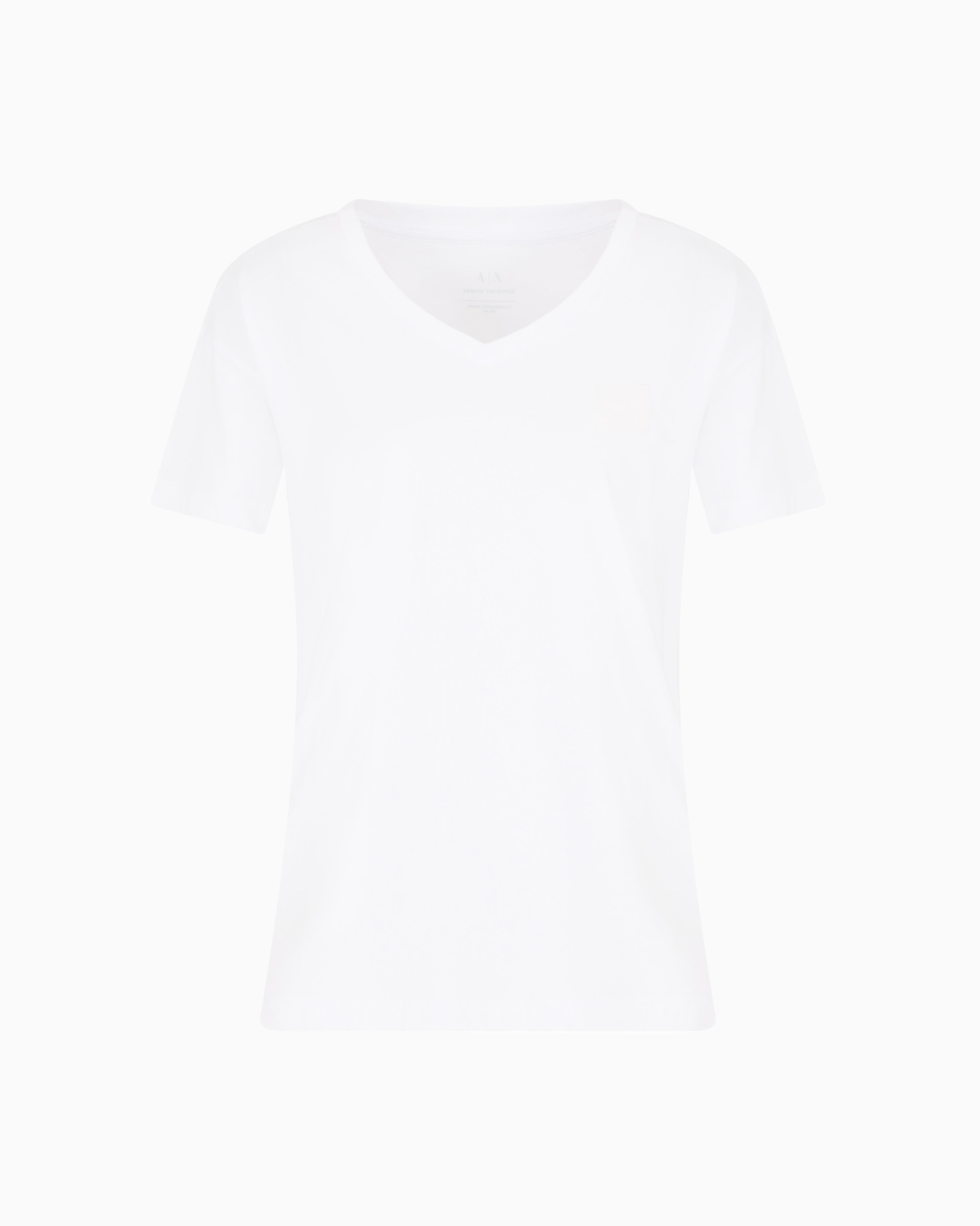 ARMANI EXCHANGE Armani Exchange Kadın Rahat Kalıp V Yala Pamuklu Kısa Kollu Beyaz T-Shirt XW000531 AF10359-U0002