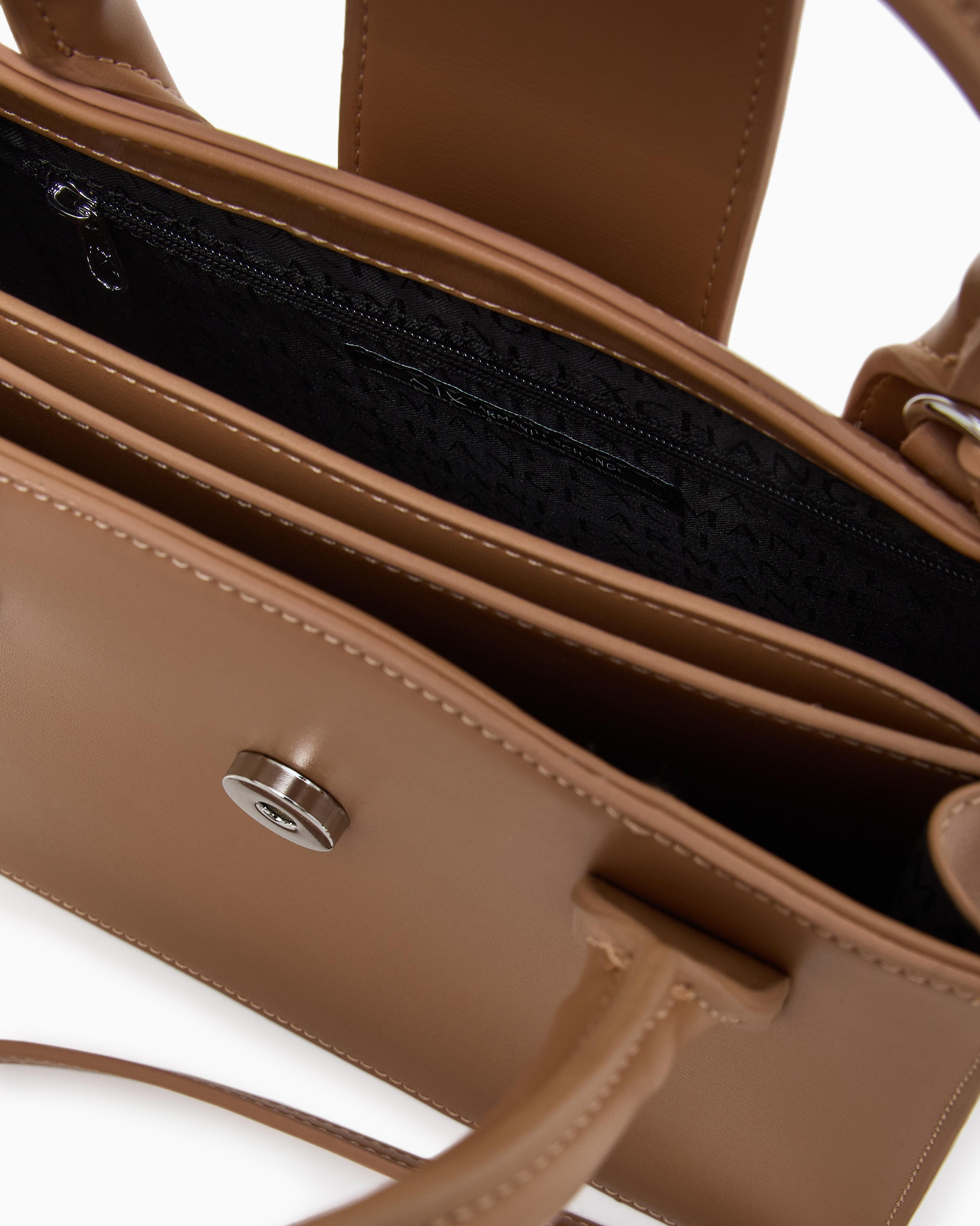 ARMANI EXCHANGE Armani Exchange Kadın Deri AX Yazı Detay Klasik Model İçi Geniş Kahverengi Omuz Çantası XW000306 AF12039-U2069