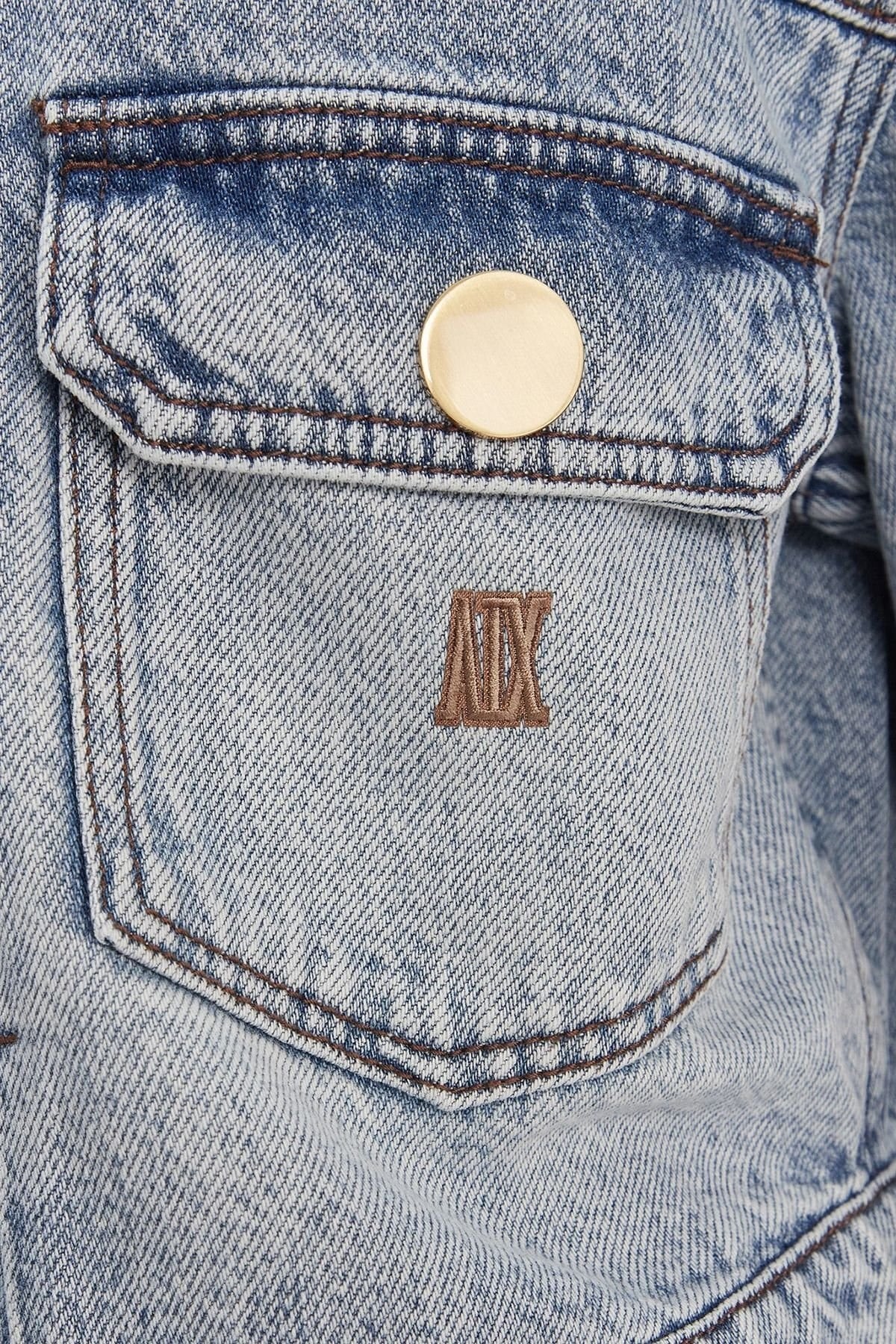 Armani Exchange Armani Exchange Kadın Denim Kumaş Kısa Boy Düğmeli Cepli Mavi Ceket XW002260 AF21338-MB001