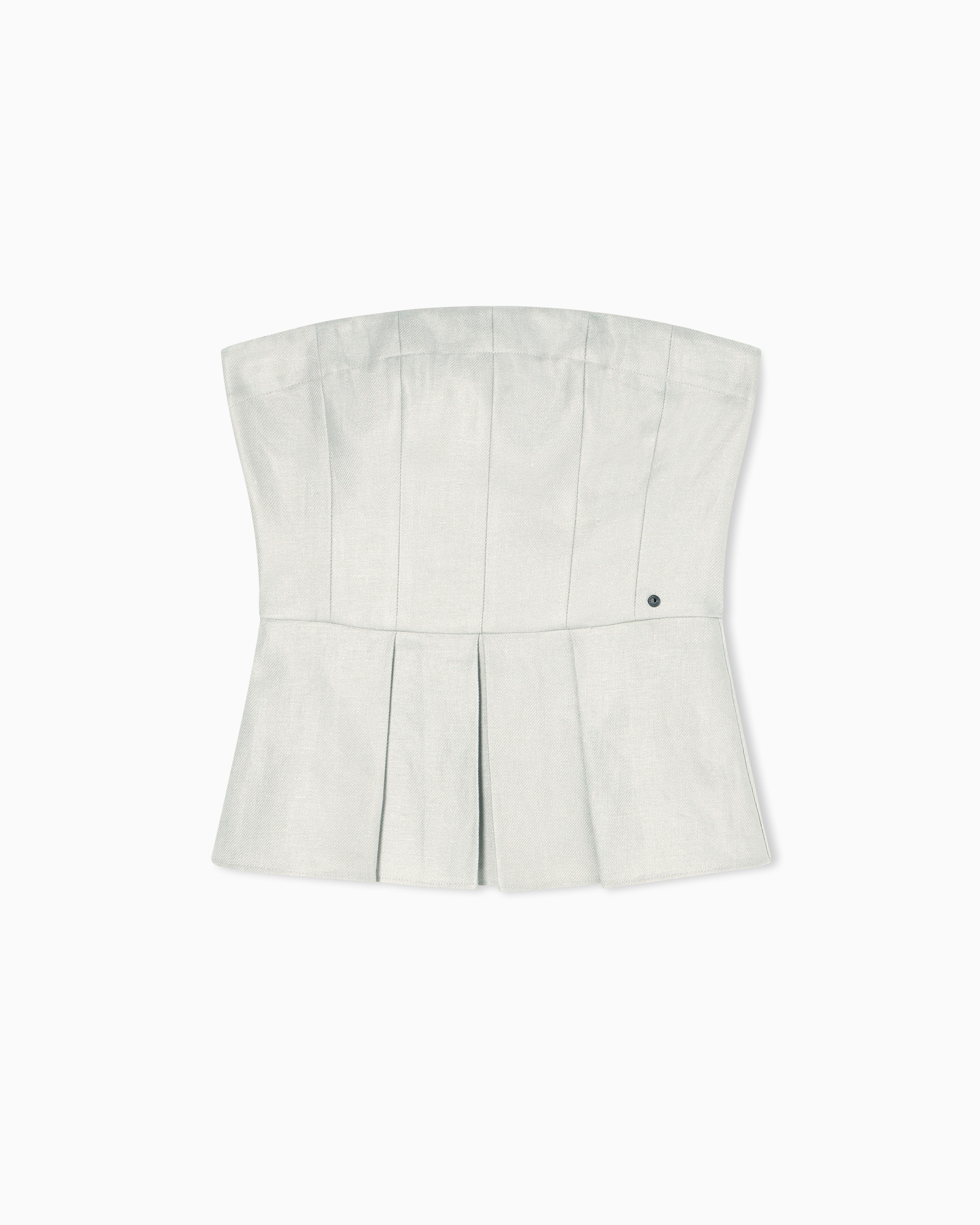 Armani Exchange Armani Exchange Kadın Straplez Yaka Dokuma Kumaş Fermuar Kapama Pileli Bej Bluz XW001984 AF21530-U6275
