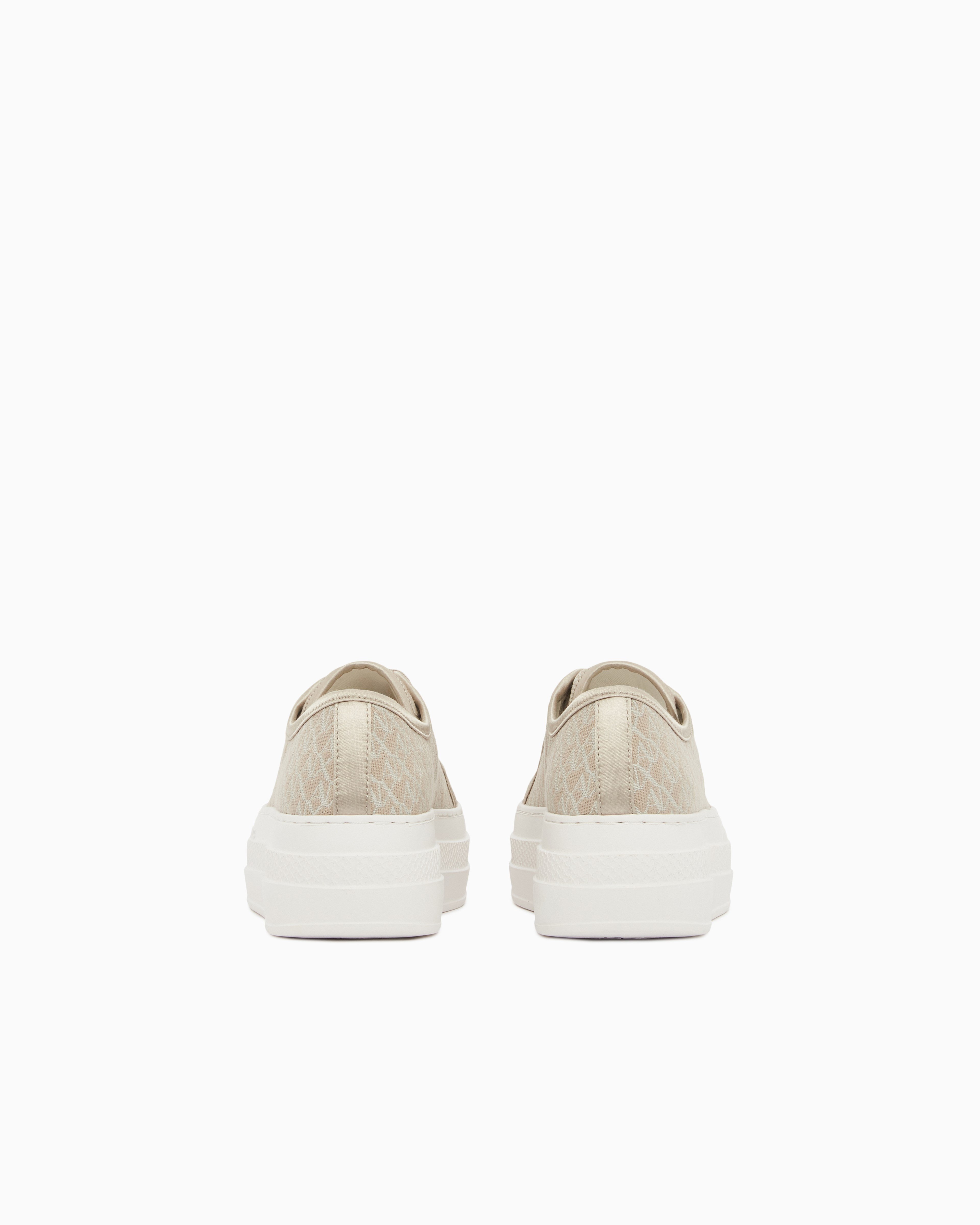 Armani Exchange Armani Exchange Kadın Kalın Taban Bağcıklı AX Desen Bej Sneaker XW002786 AF23055-MZ738