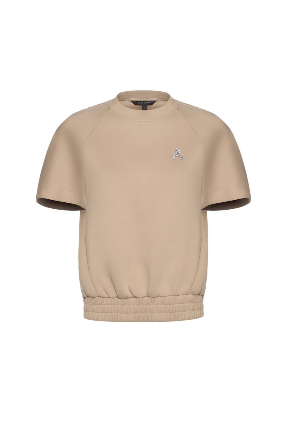 Armani Exchange Armani Exchange Kadın Yuvarlak Yaka Kısa Kol Düz Regular Fit Bej Sweatshirt XW002050 AF21298-U6223