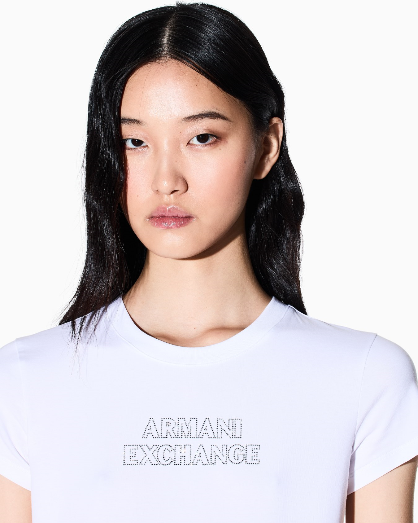 Armani Exchange Armani Exchange Kadın Yuvarlak Yaka Pamuklu Kısa Kol ARMANI Yazı Desenli Beyaz T-Shirt XW002293 AF17173-U0002