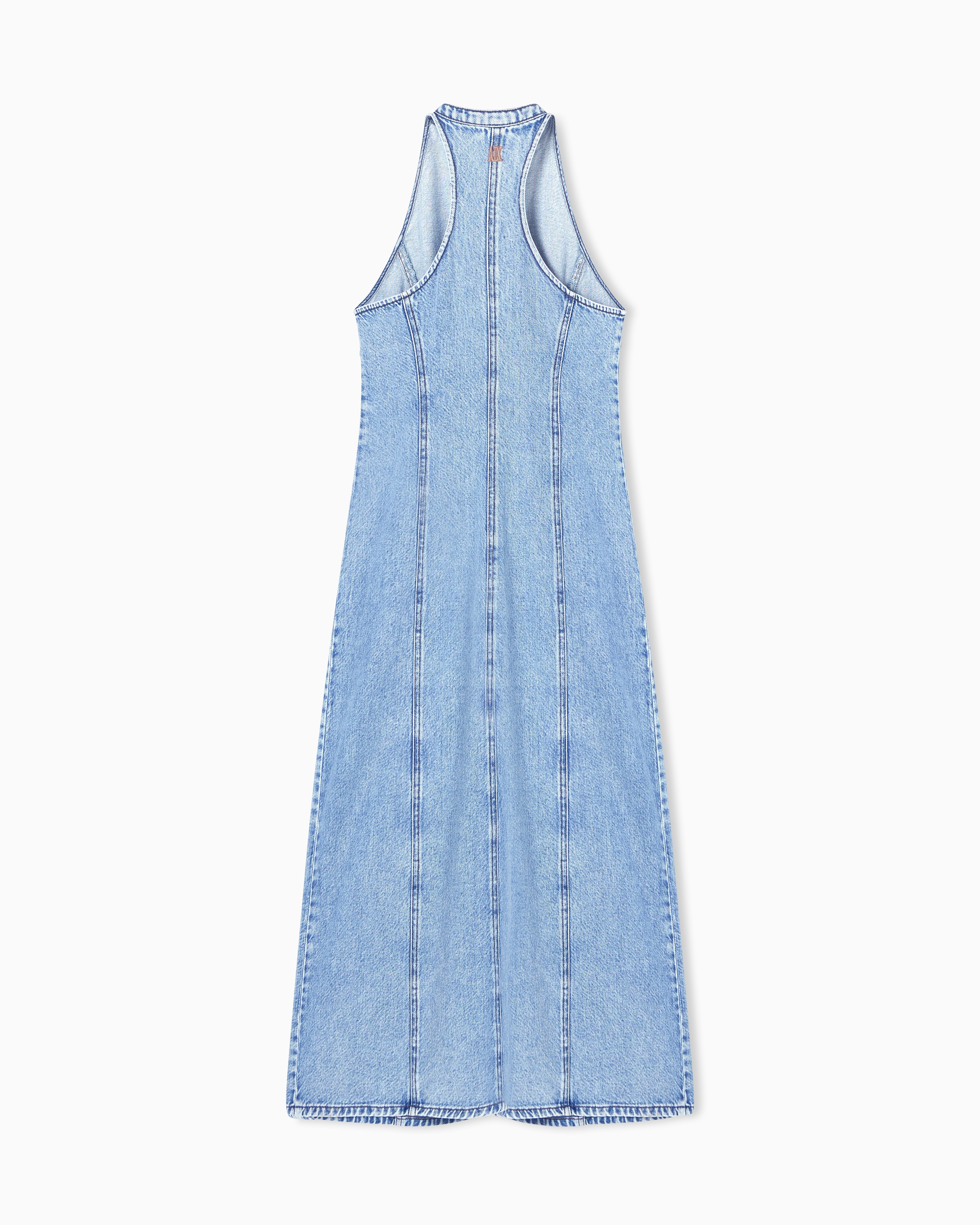 Armani Exchange Armani Exchange Kadın Denim Kumaş Kolsuz Fermuar Kapama Uzun Boy Mavi Elbise XW002261 AF21338-MB001