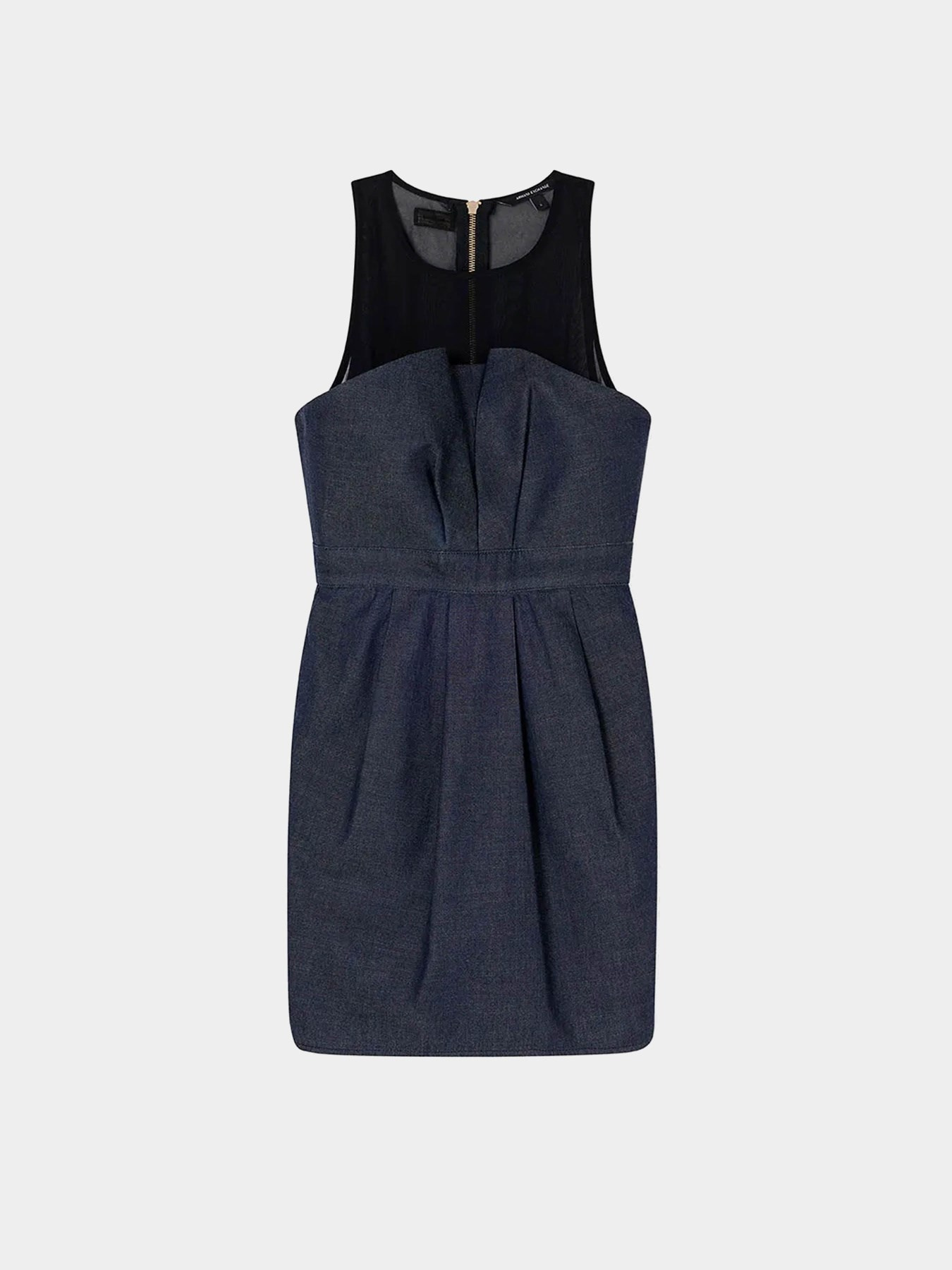 Armani Exchange Armani Exchange Kadın Büzgülü Yuvarlak Yakalı Kolsuz Mini Lacivert Elbise XW001977 AF21337-MB001