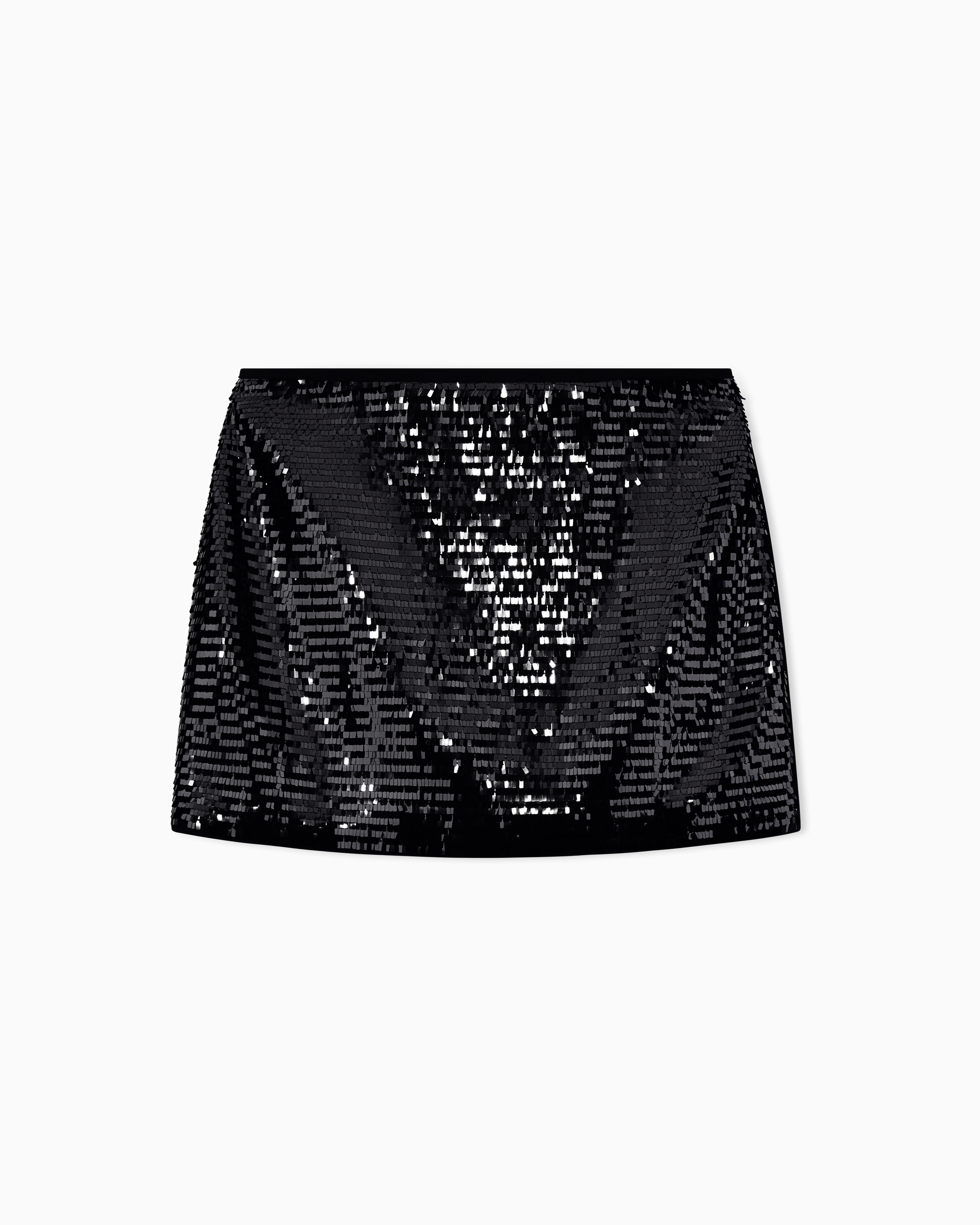 Armani Exchange Armani Exchange Kadın Parlak Pullu Dar Kalıp Mini Siyah Etek XW001298 AF16157-MC117