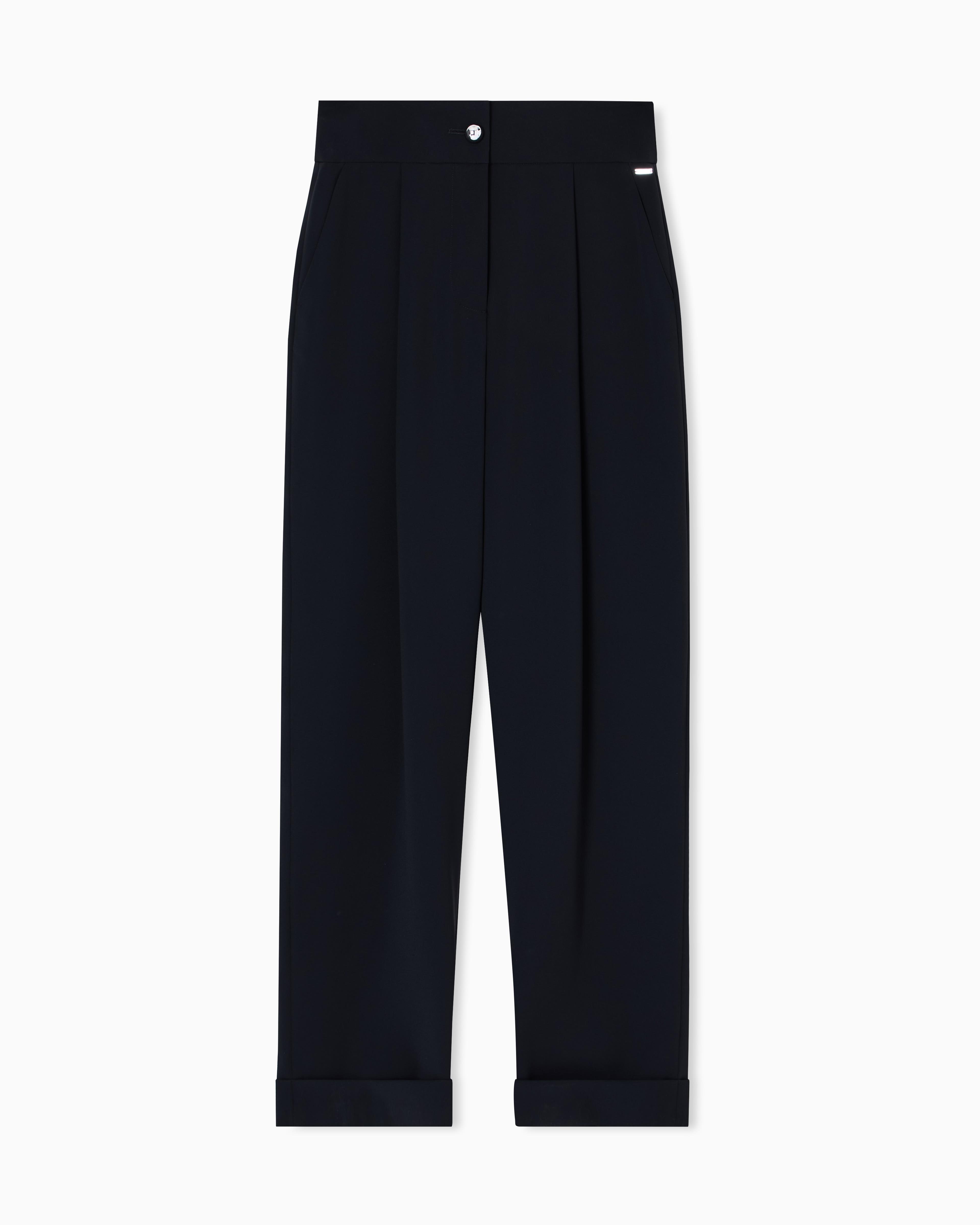Armani Exchange Armani Exchange Kadın Rahat Kalıp Pileli Düz Paça Siyah Pantolon XW001270 AF16125-UC001
