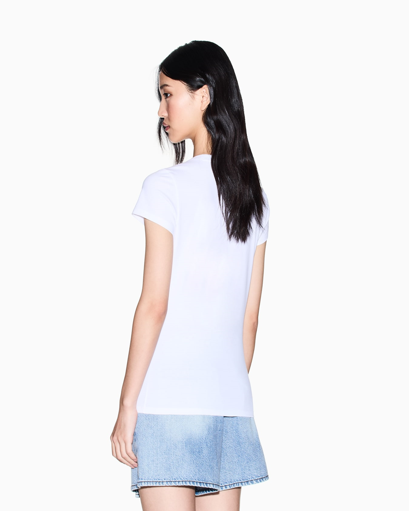 Armani Exchange Armani Exchange Kadın Yuvarlak Yaka Pamuklu Kısa Kol ARMANI Yazı Desenli Beyaz T-Shirt XW002293 AF17173-U0002