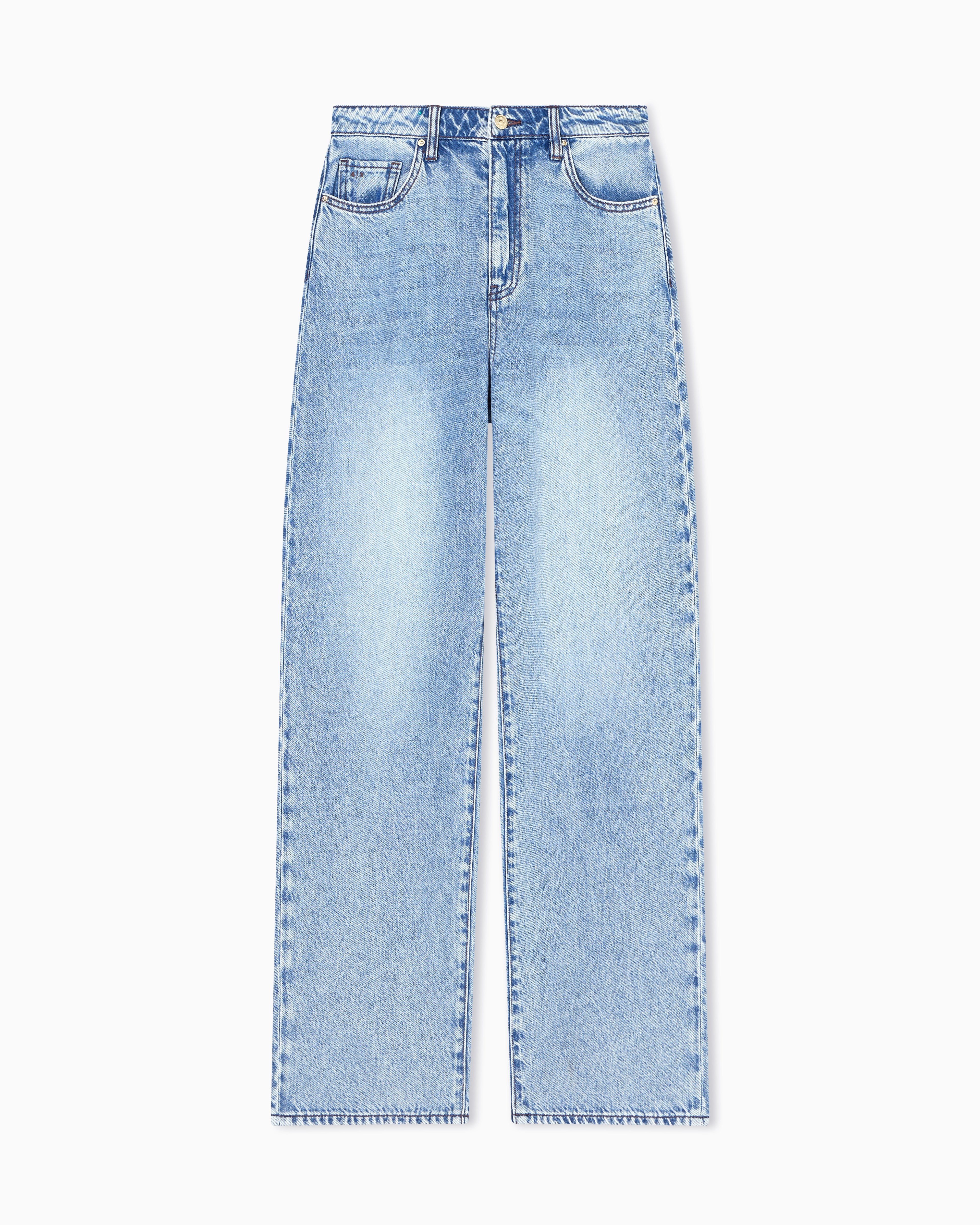 Armani Exchange Armani Exchange Kadın Denim Yüksek Bel Düğmeli Geniş Paçalı Lacivert Jeans XW000100 AF21338-MB001