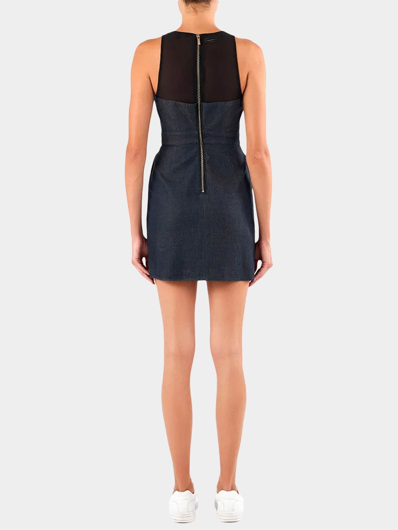 Armani Exchange Armani Exchange Kadın Büzgülü Yuvarlak Yakalı Kolsuz Mini Lacivert Elbise XW001977 AF21337-MB001