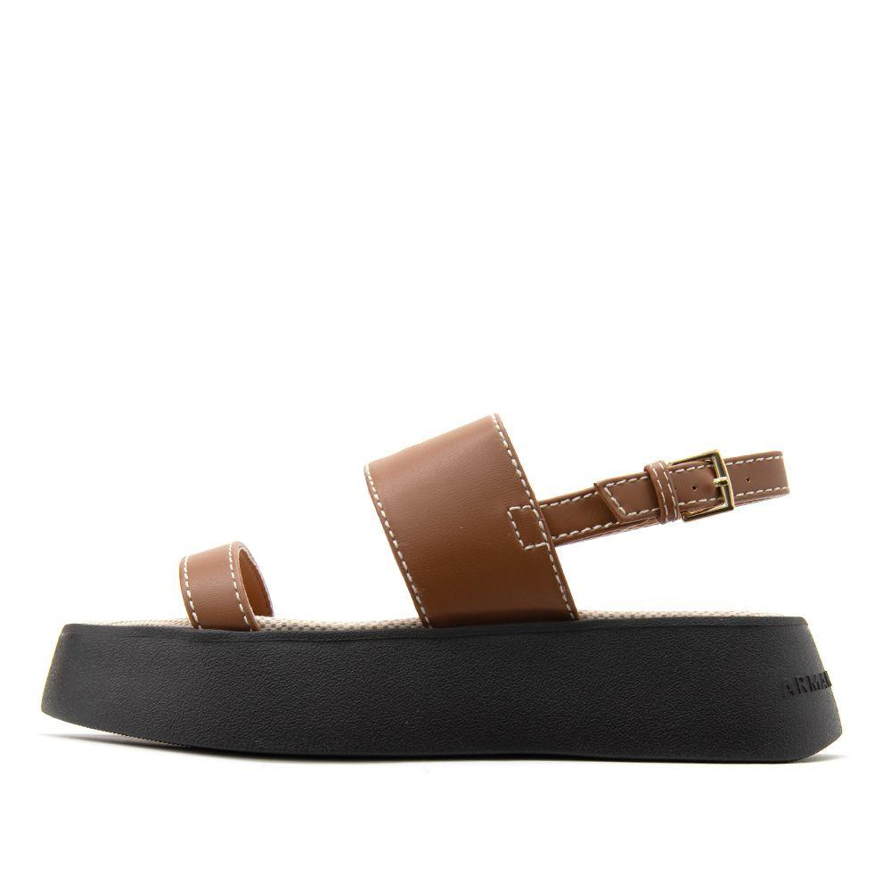 ARMANI EXCHANGE Armani Exchange Unısex Ayarlanabilir Bilek Kayışı Üst Tarafı Kabartma Logolu Platform Taban Kahverengi Sandalet XDP054 XV921-01816