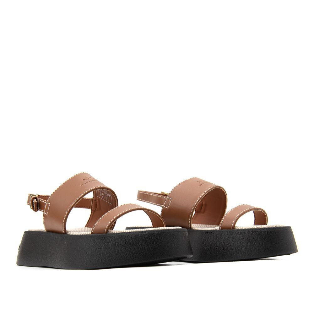 ARMANI EXCHANGE Armani Exchange Unısex Ayarlanabilir Bilek Kayışı Üst Tarafı Kabartma Logolu Platform Taban Kahverengi Sandalet XDP054 XV921-01816
