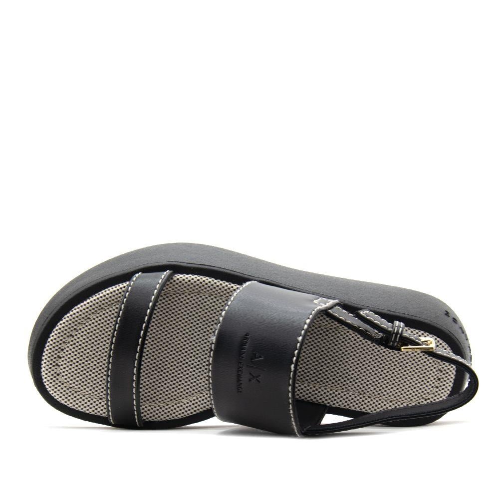 ARMANI EXCHANGE Armani Exchange Unısex Ayarlanabilir Bilek Kayışı Üst Tarafı Kabartma Logolu Platform Taban Siyah Sandalet XDP054 XV921-00002