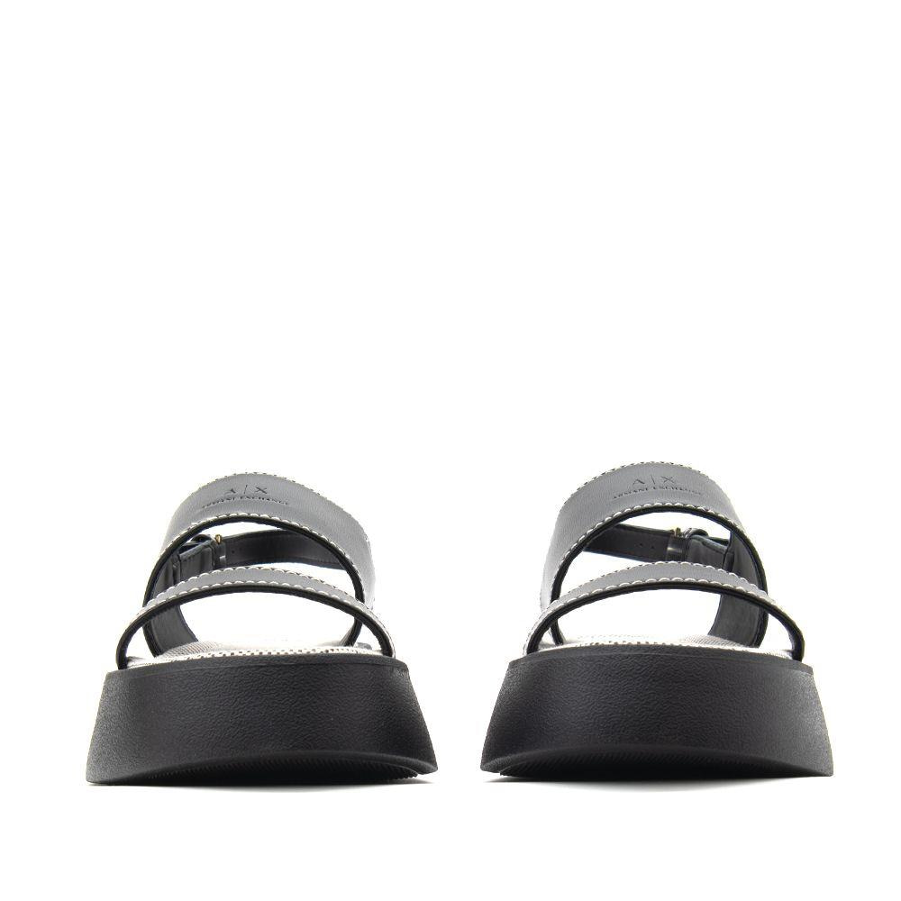 ARMANI EXCHANGE Armani Exchange Unısex Ayarlanabilir Bilek Kayışı Üst Tarafı Kabartma Logolu Platform Taban Siyah Sandalet XDP054 XV921-00002