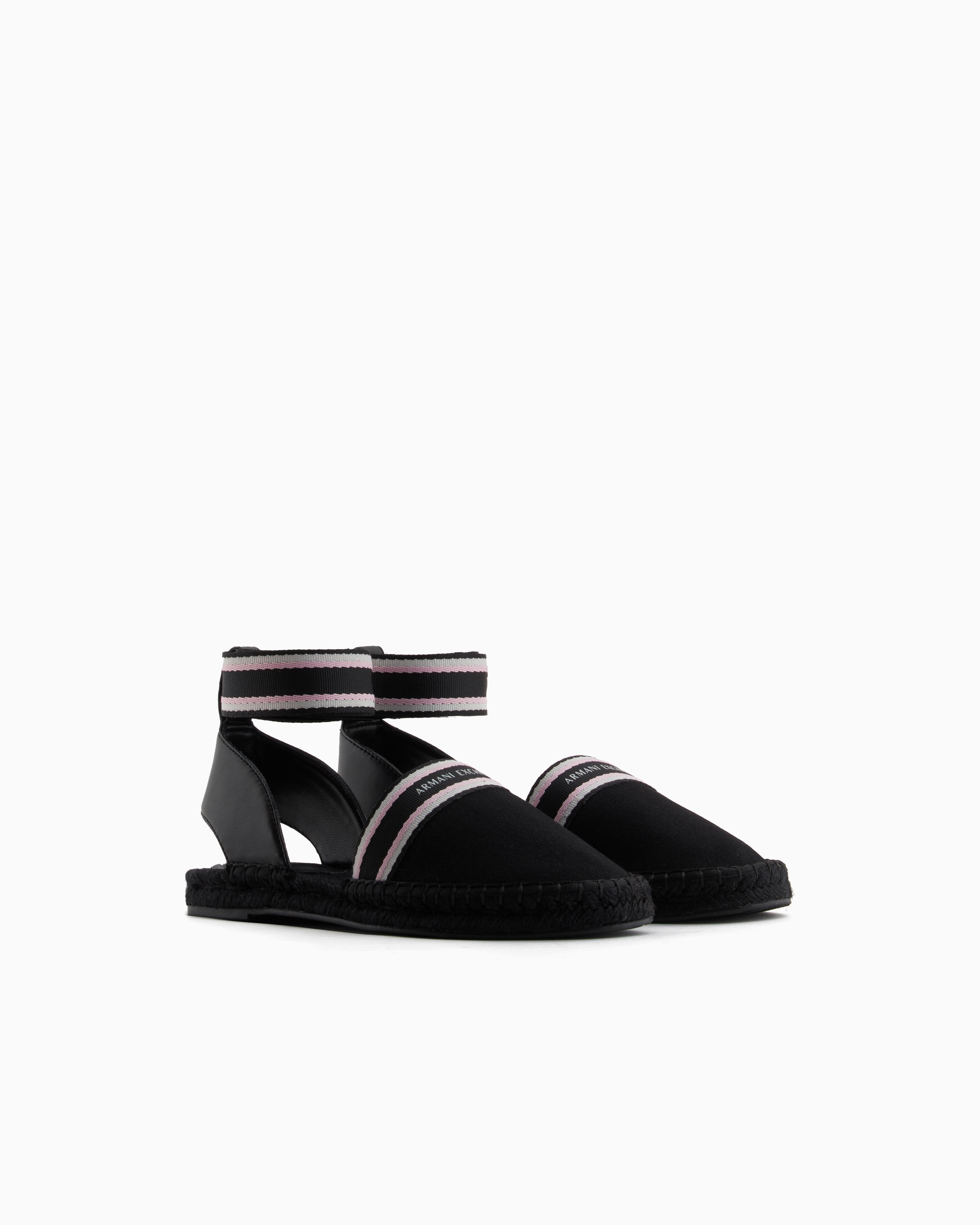 ARMANI EXCHANGE Armani Exchange Unısex Kontrsat Detaylı Bilek Bantlı Hasır Detaylı Taban Siyah Espadril XDS006 XV923-00002