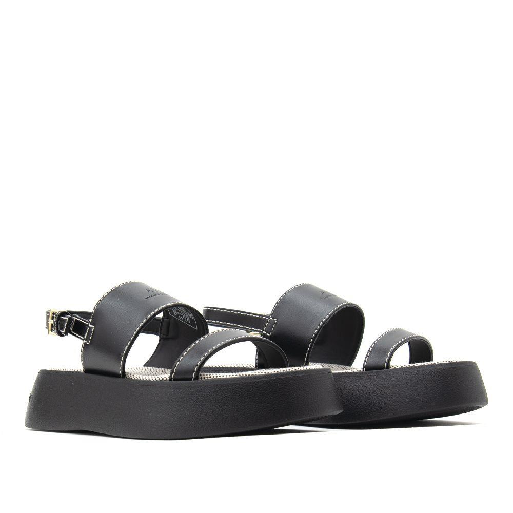 ARMANI EXCHANGE Armani Exchange Unısex Ayarlanabilir Bilek Kayışı Üst Tarafı Kabartma Logolu Platform Taban Siyah Sandalet XDP054 XV921-00002