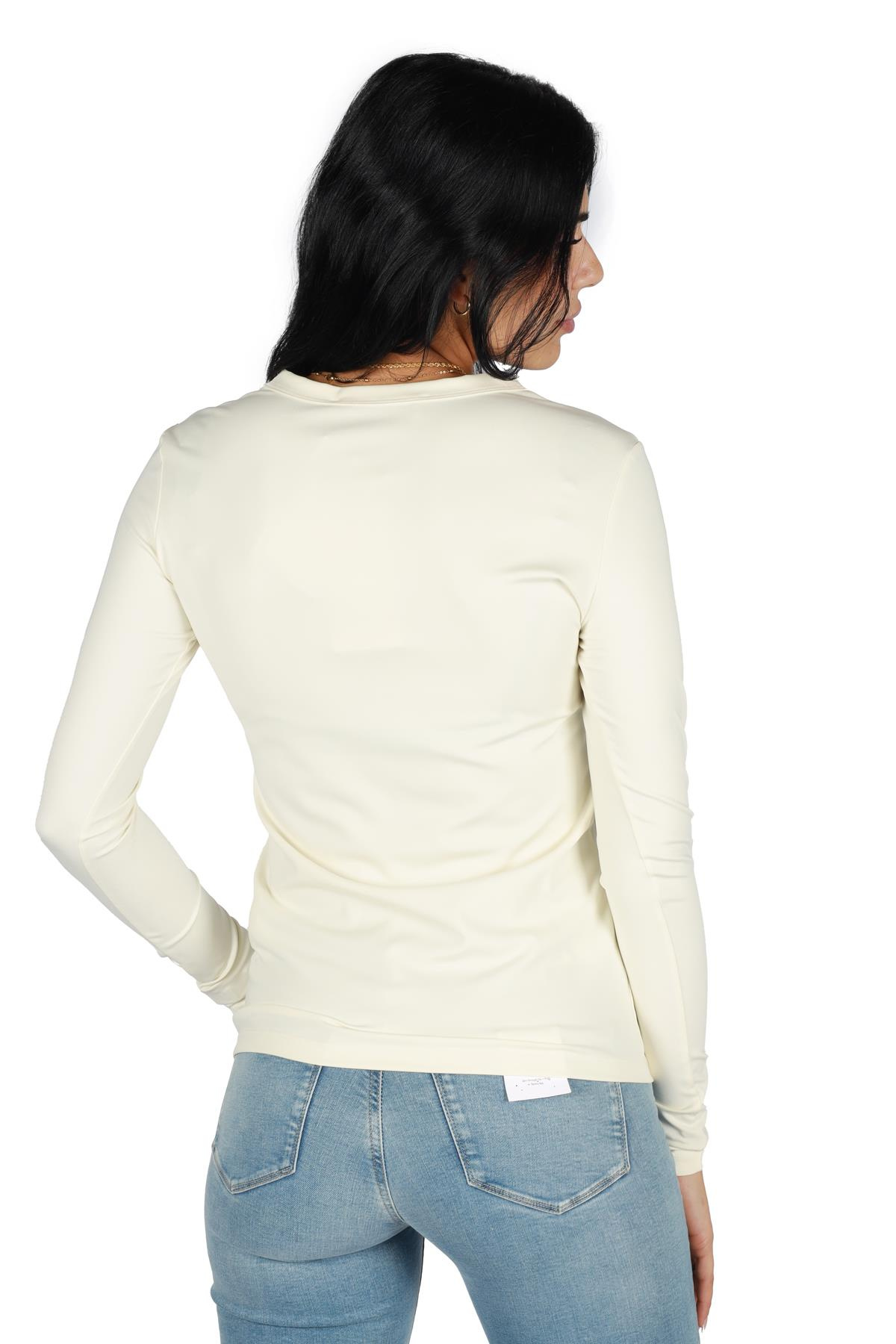 Berrin Berrin Kadın Pamuklu Regular Fit Yuvarlak Yaka Ekru Bluz IBR7108-EKRU