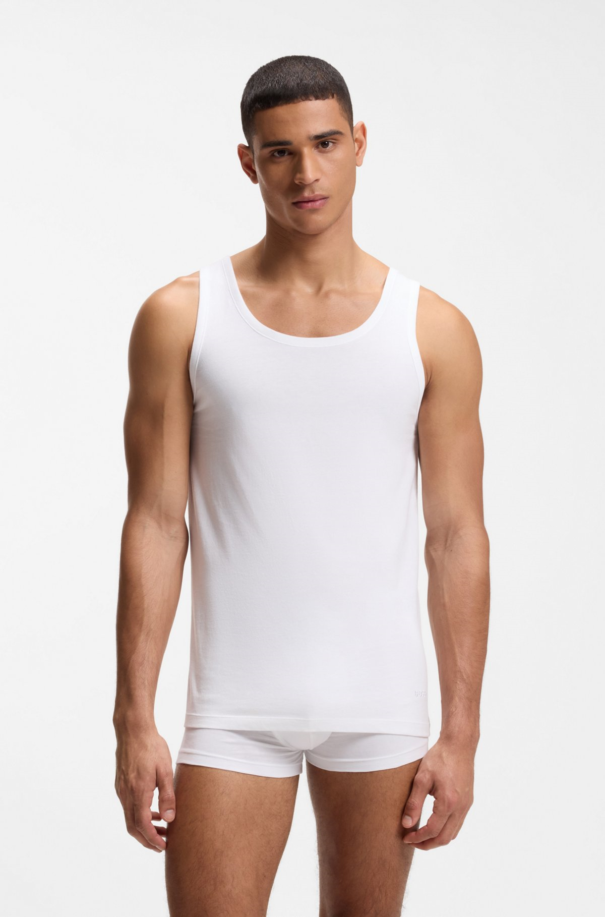 BOSS  BOSS Erkek %100 Pamuk Kalın Askı Slim Fit Beyaz Atlet 50475278-100