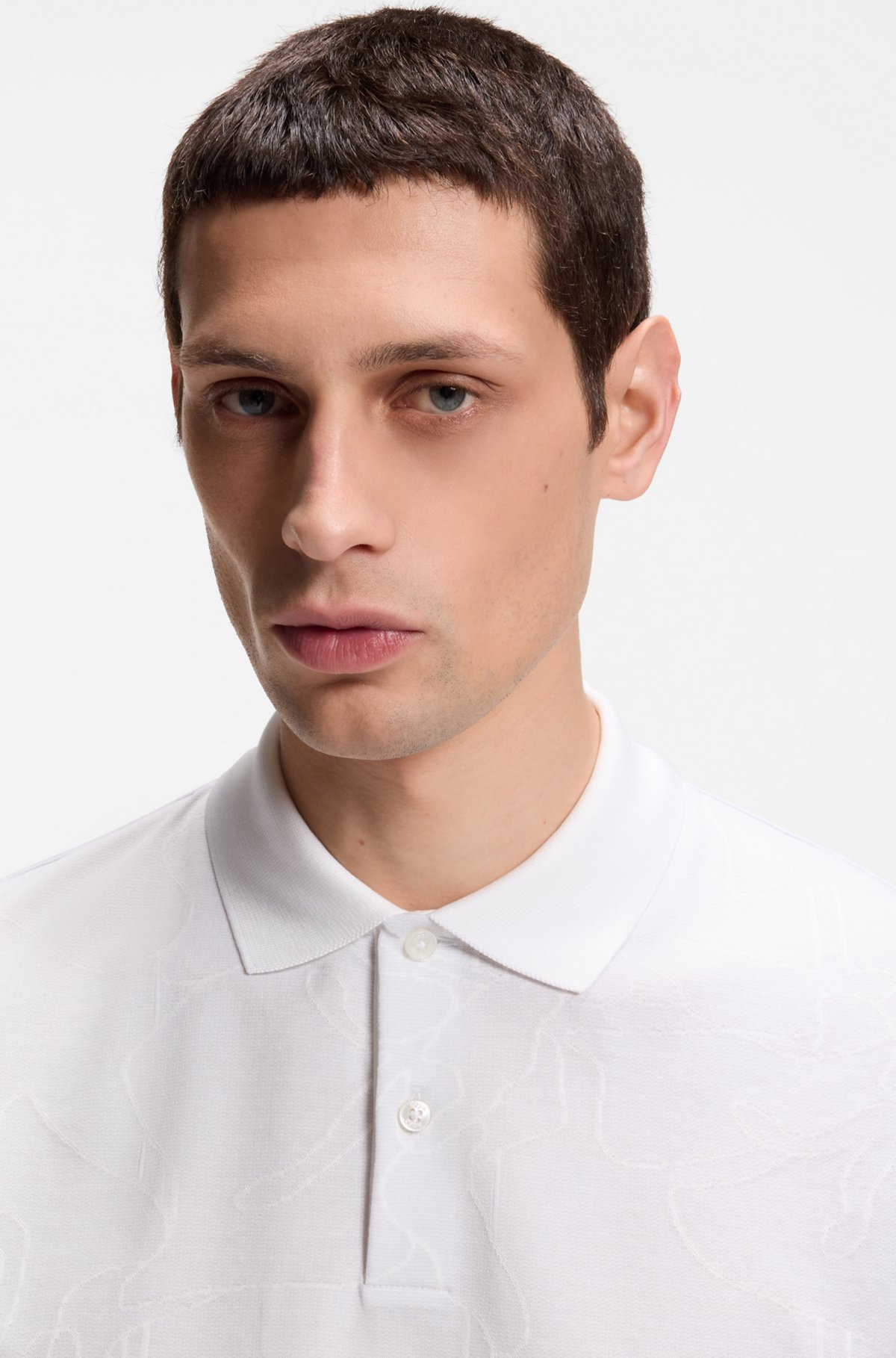 BOSS  BOSS Erkek %100 Pamuklu Logolu Kısa Kollu Beyaz Polo Yaka T-Shirt 50558855-100