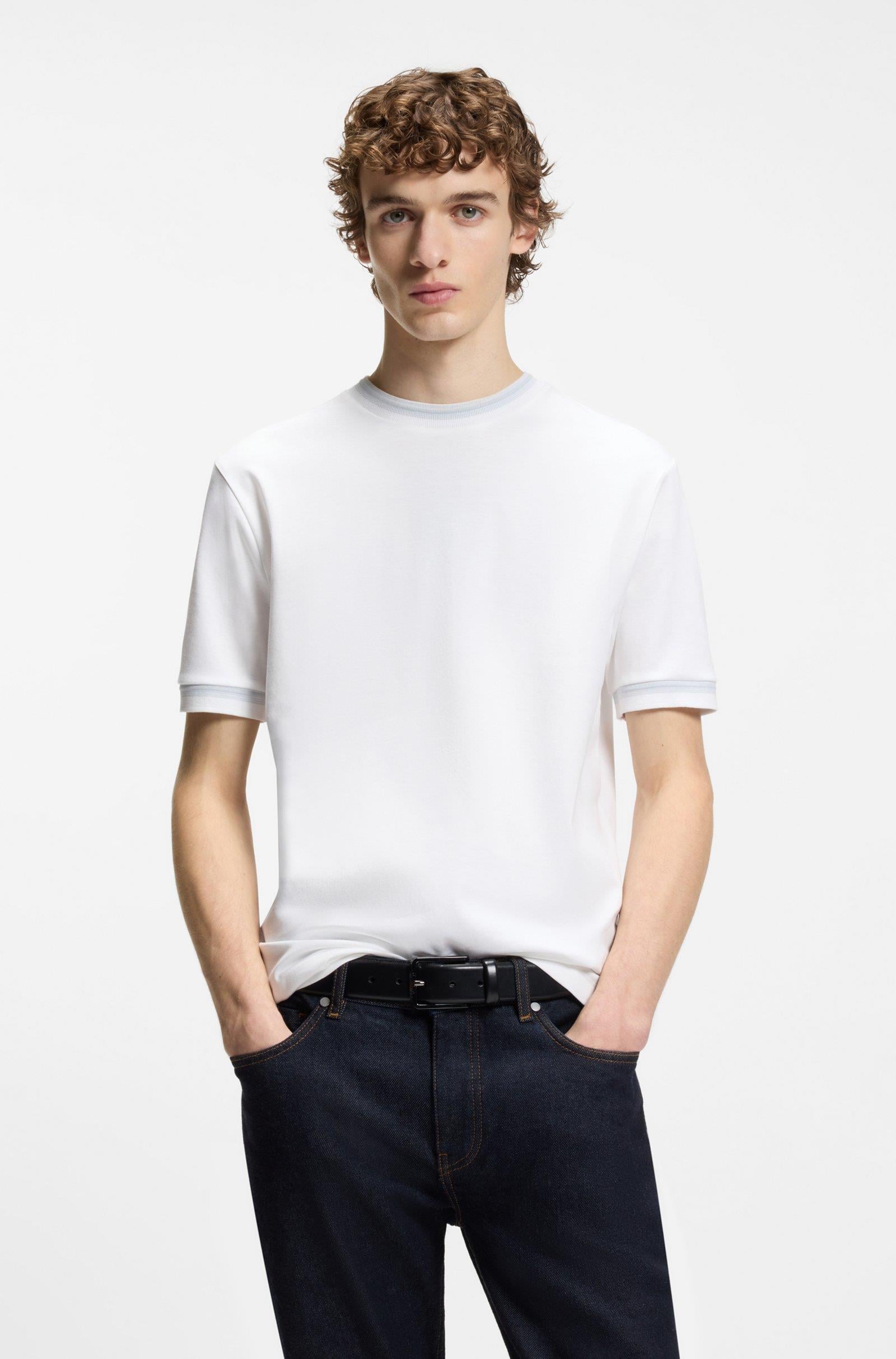 BOSS  BOSS Erkek %100 Pamuklu Normal Kalıp Kısa Kollu Beyaz T-Shirt 50554536-100
