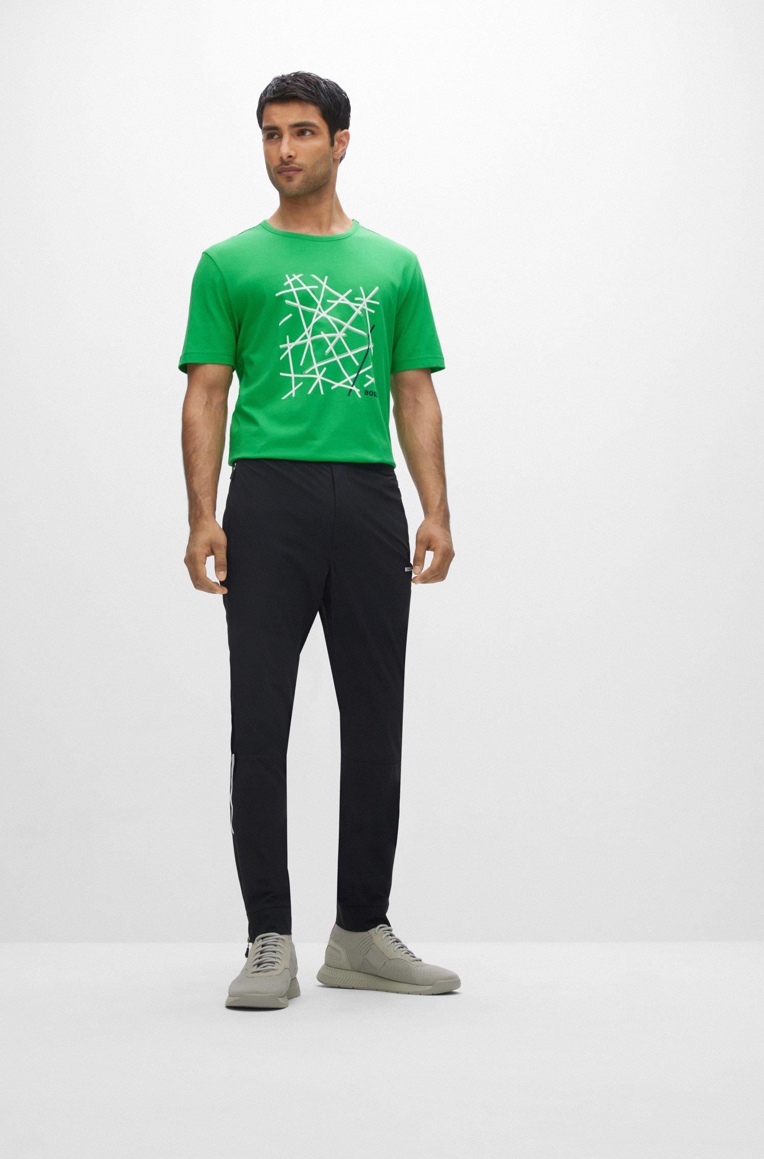 BOSS BOSS Erkek %100 Pamuklu Regular Fit Kısa Kollu Yeşil T-Shirt 50477238-341