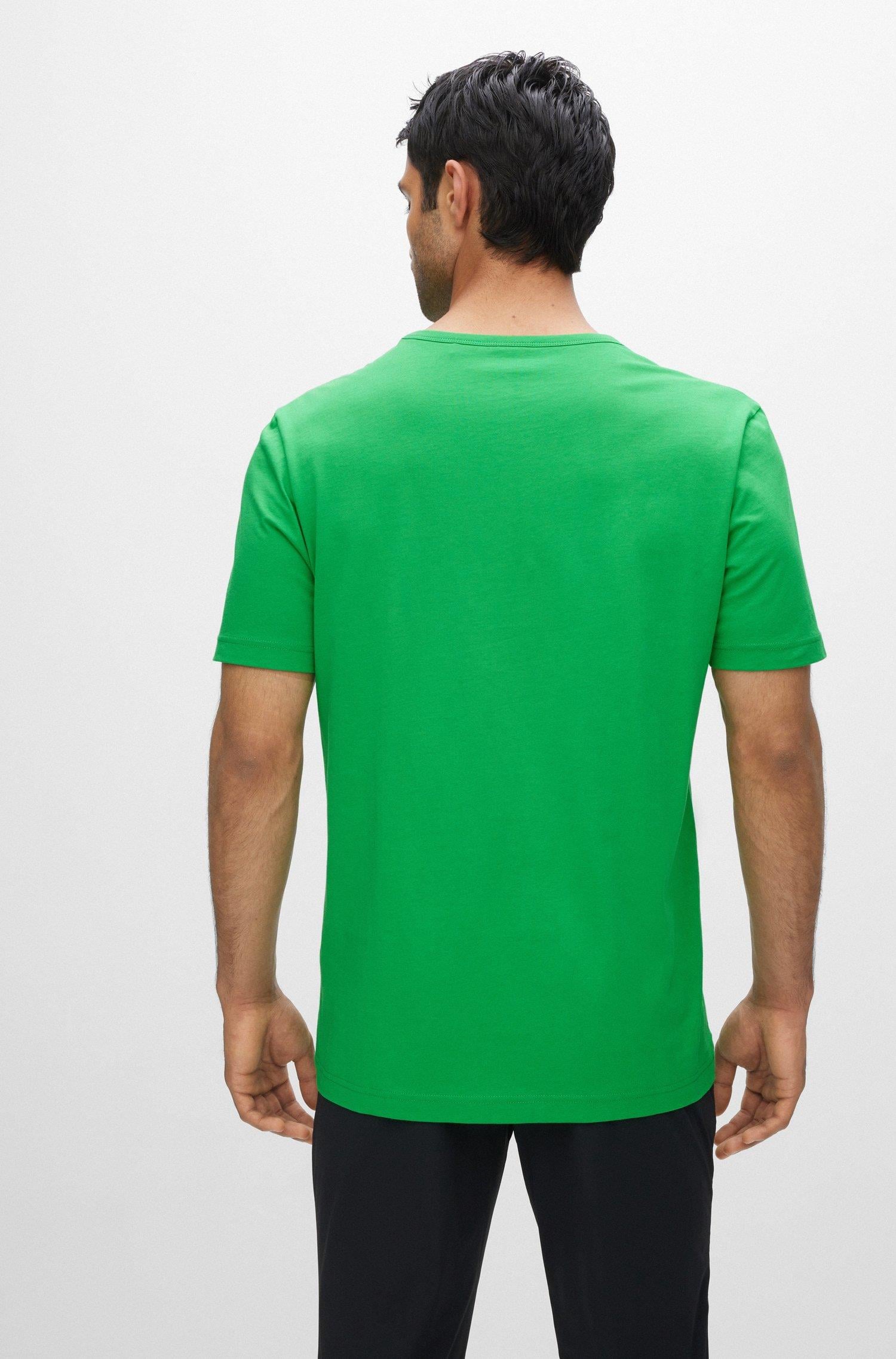 BOSS BOSS Erkek %100 Pamuklu Regular Fit Kısa Kollu Yeşil T-Shirt 50477238-341