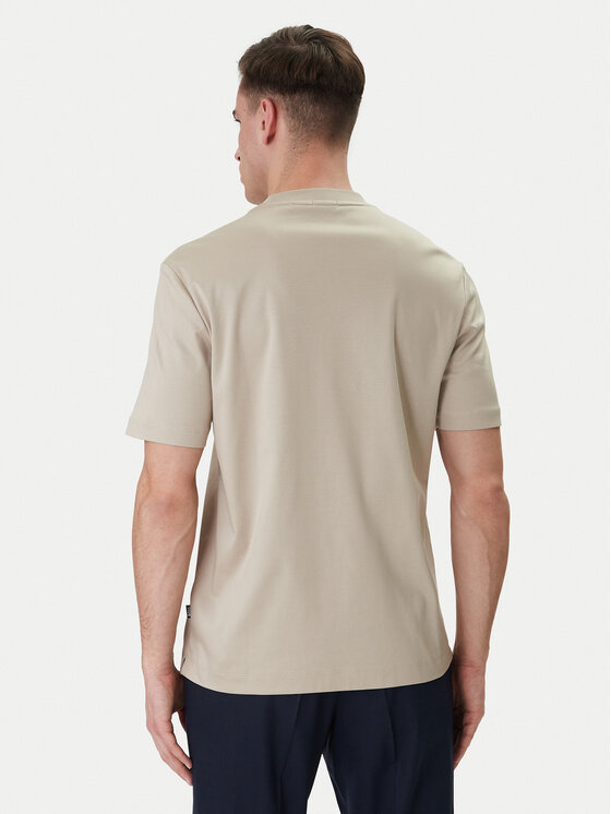 BOSS  BOSS Erkek %100 Pamuklu Yuvarlak Yakalı Kısa Kollu Bej T-Shirt 50555844-286