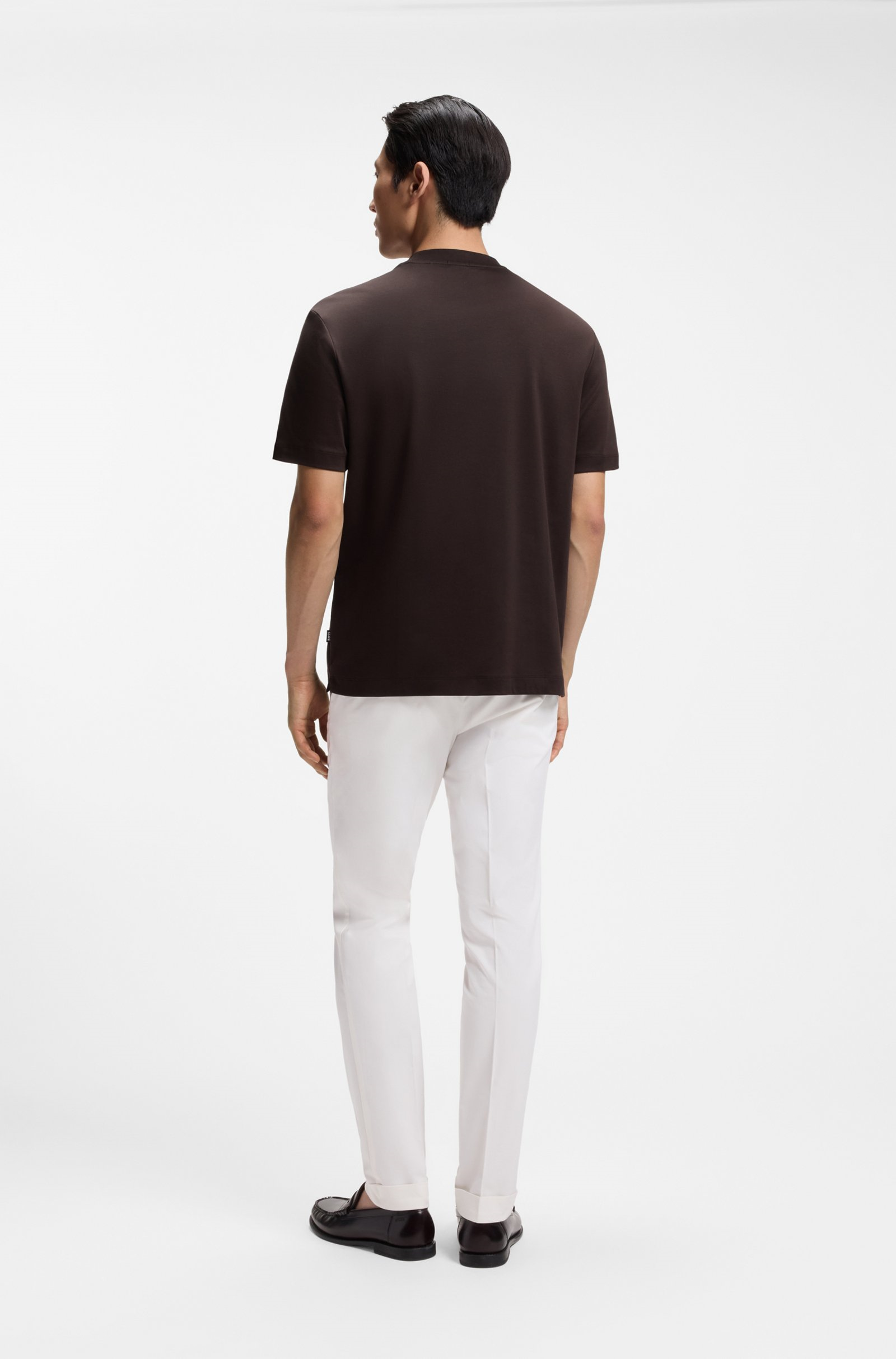 BOSS  BOSS Erkek %100 Pamuklu Yuvarlak Yakalı Kısa Kollu Kahverengi T-Shirt 50555844-207