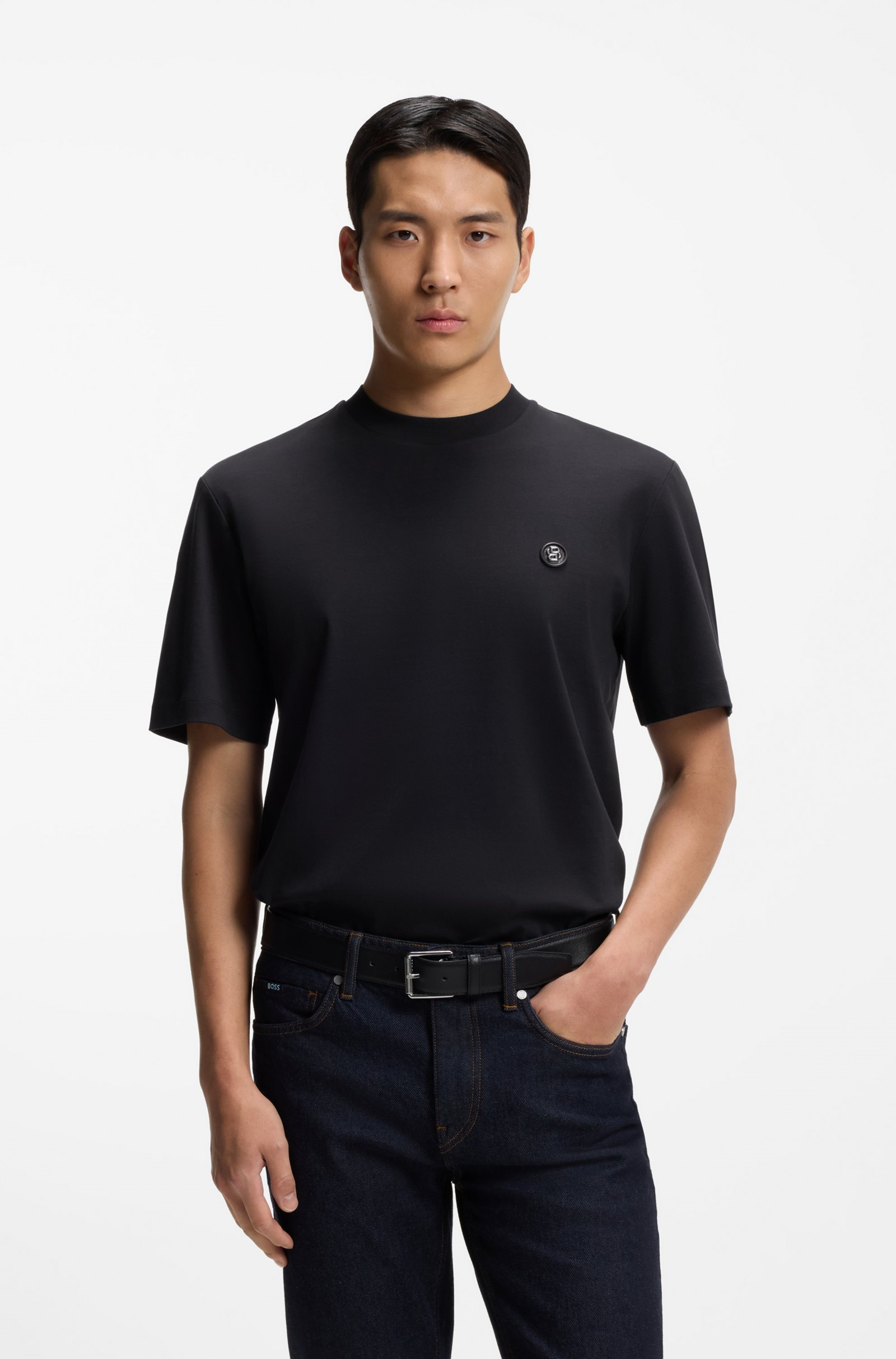 BOSS  BOSS Erkek %100 Pamuklu Yuvarlak Yakalı Kısa Kollu Lacivert T-Shirt 50555844-404