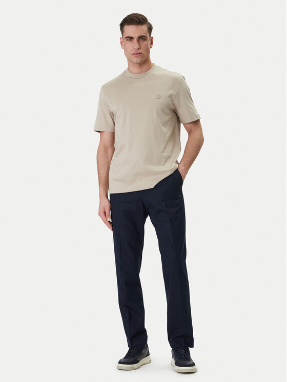 BOSS  BOSS Erkek %100 Pamuklu Yuvarlak Yakalı Kısa Kollu Bej T-Shirt 50555844-286