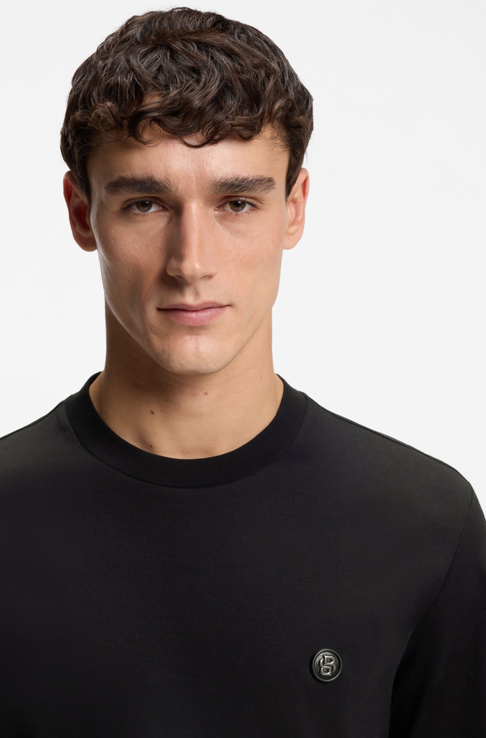 BOSS  BOSS Erkek %100 Pamuklu Yuvarlak Yakalı Kısa Kollu Siyah T-Shirt 50555844-001