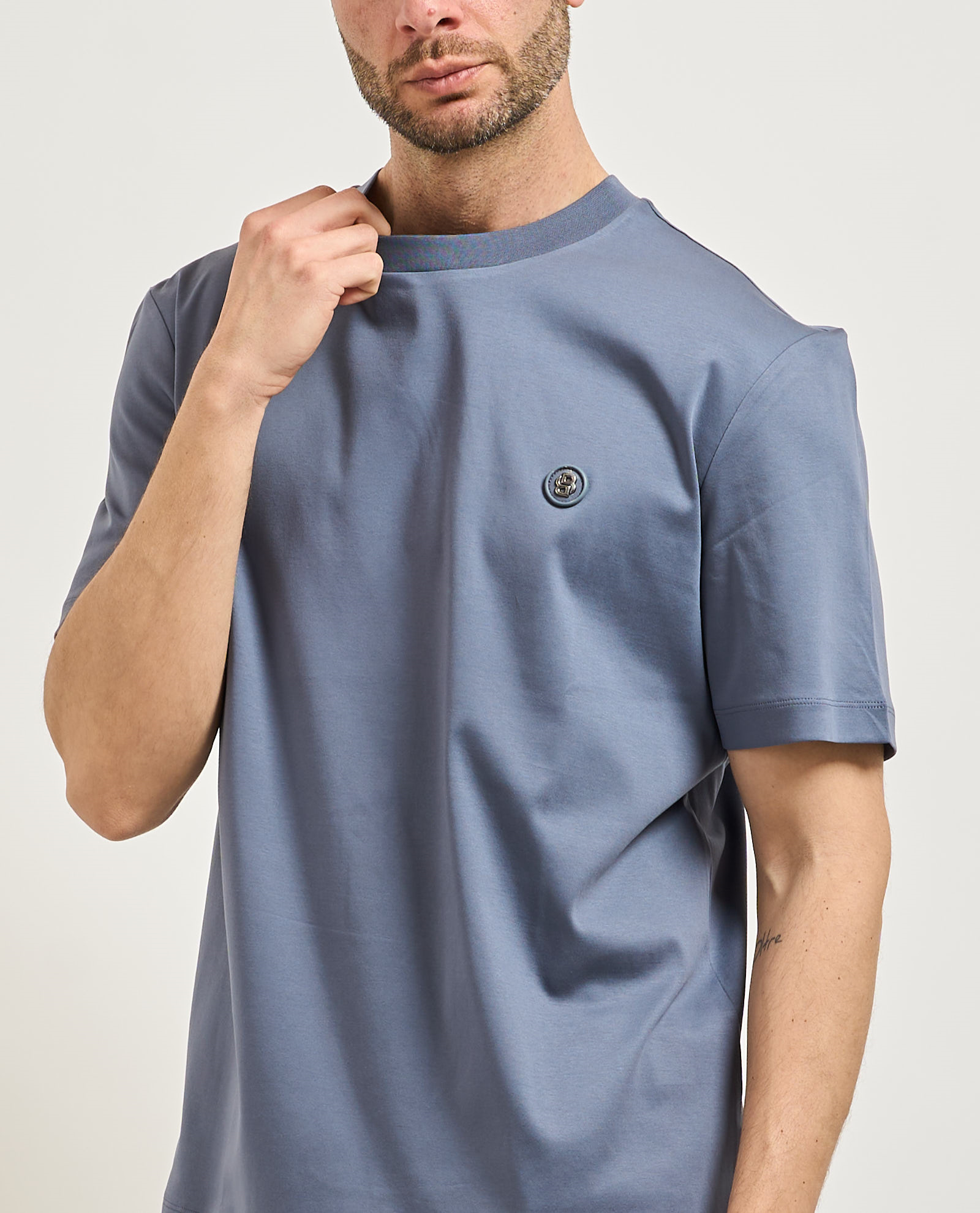 BOSS  BOSS Erkek %100 Pamuklu Yuvarlak Yakalı Kısa Kollu Mavi2 T-Shirt 50555844-466