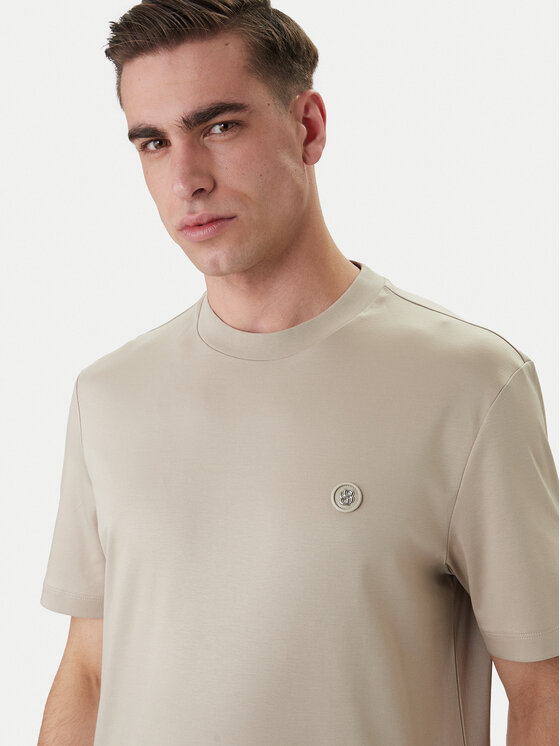 BOSS  BOSS Erkek %100 Pamuklu Yuvarlak Yakalı Kısa Kollu Bej T-Shirt 50555844-286