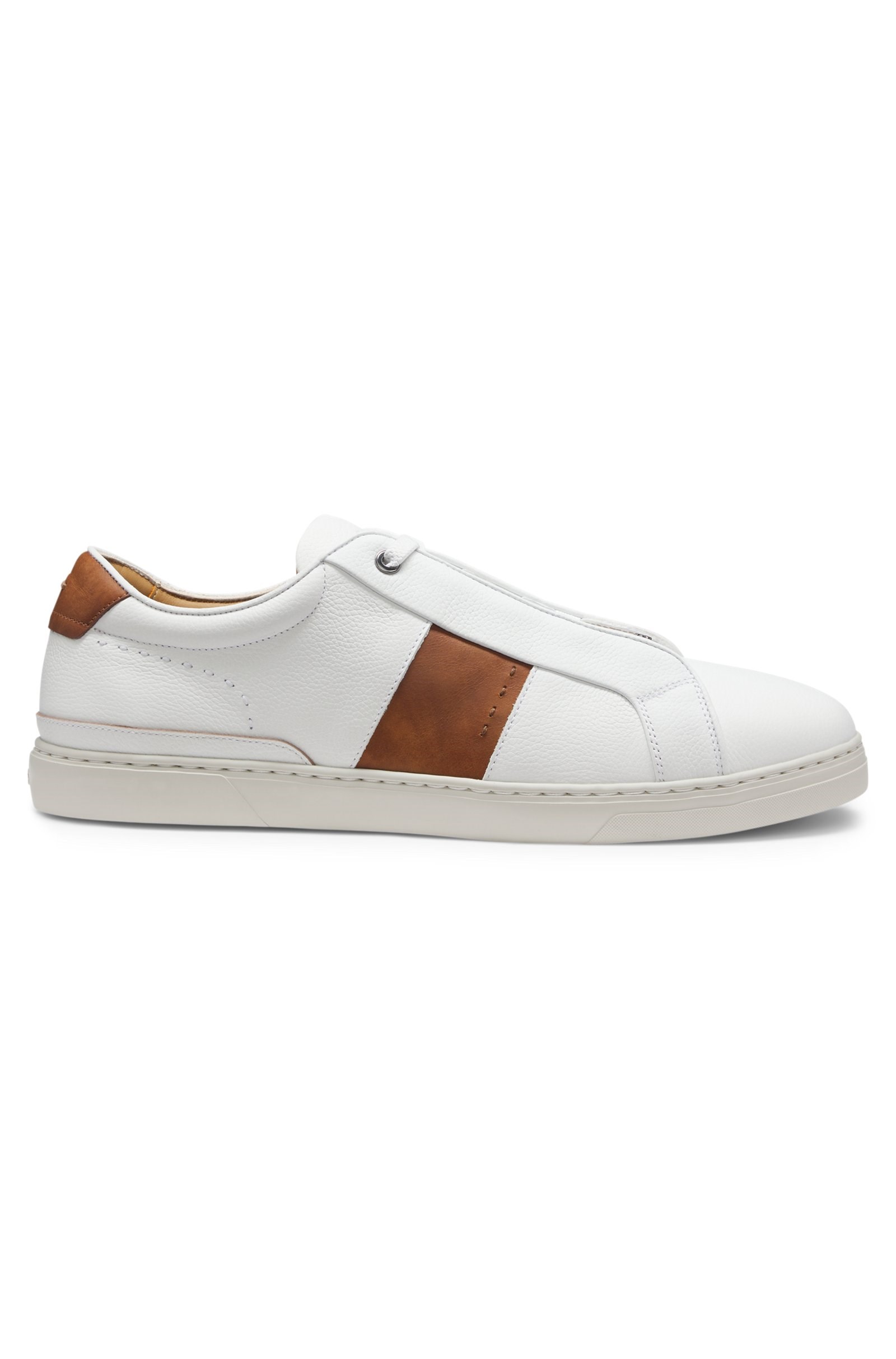BOSS  BOSS Erkek Bağcıkları Marka Logolu Düz Deri Rahat Taban Beyaz Sneaker 50566802-100