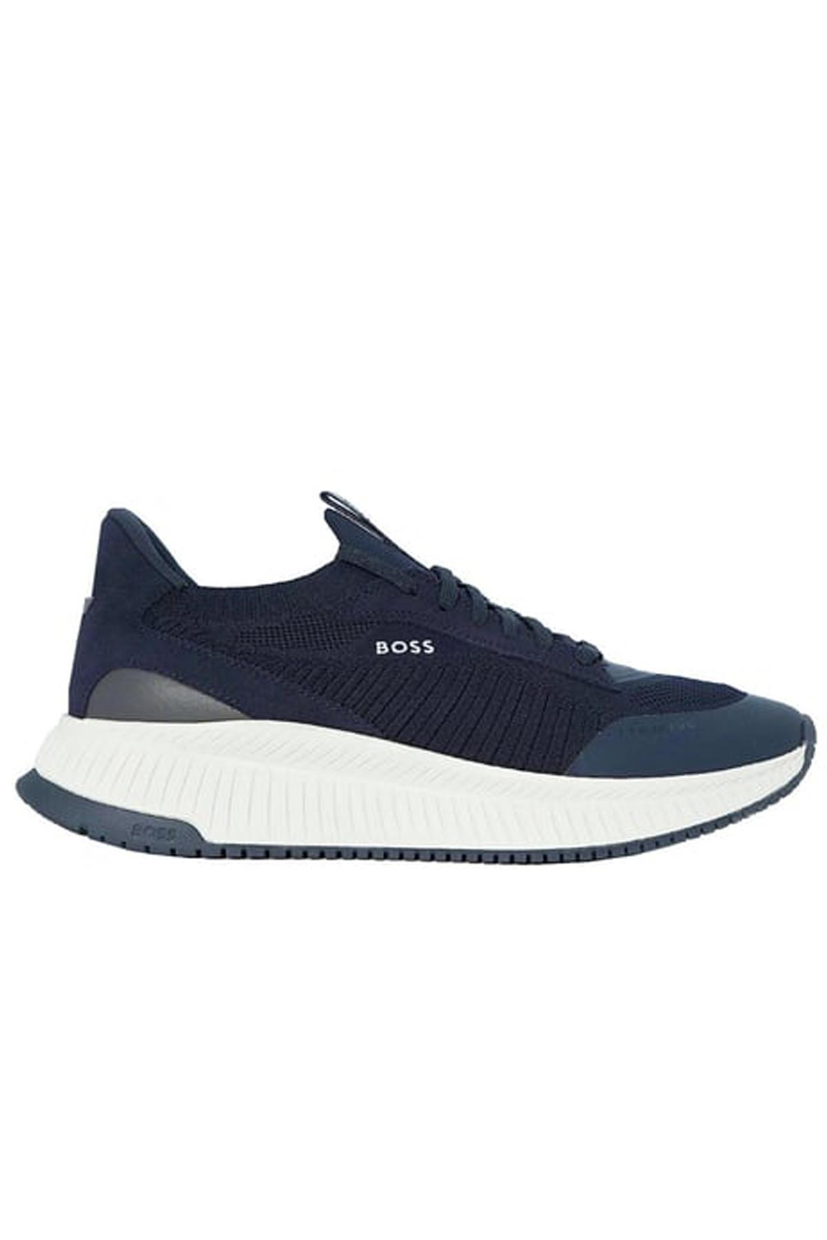 BOSS BOSS Erkek Bağcıklı Marka Logolu Spor Stil Lacivert Sneaker 50498904-401