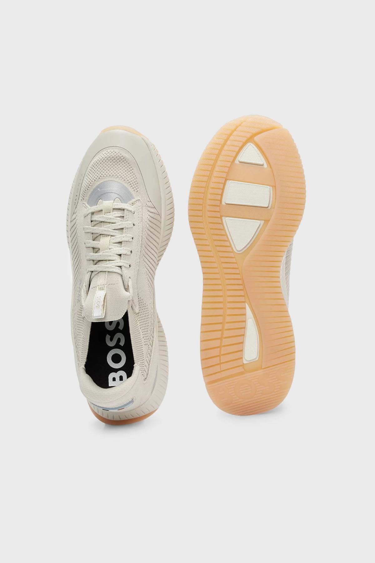 BOSS BOSS Erkek Bağcıklı Marka Logolu Spor Stil Bej Sneaker 50498904-270