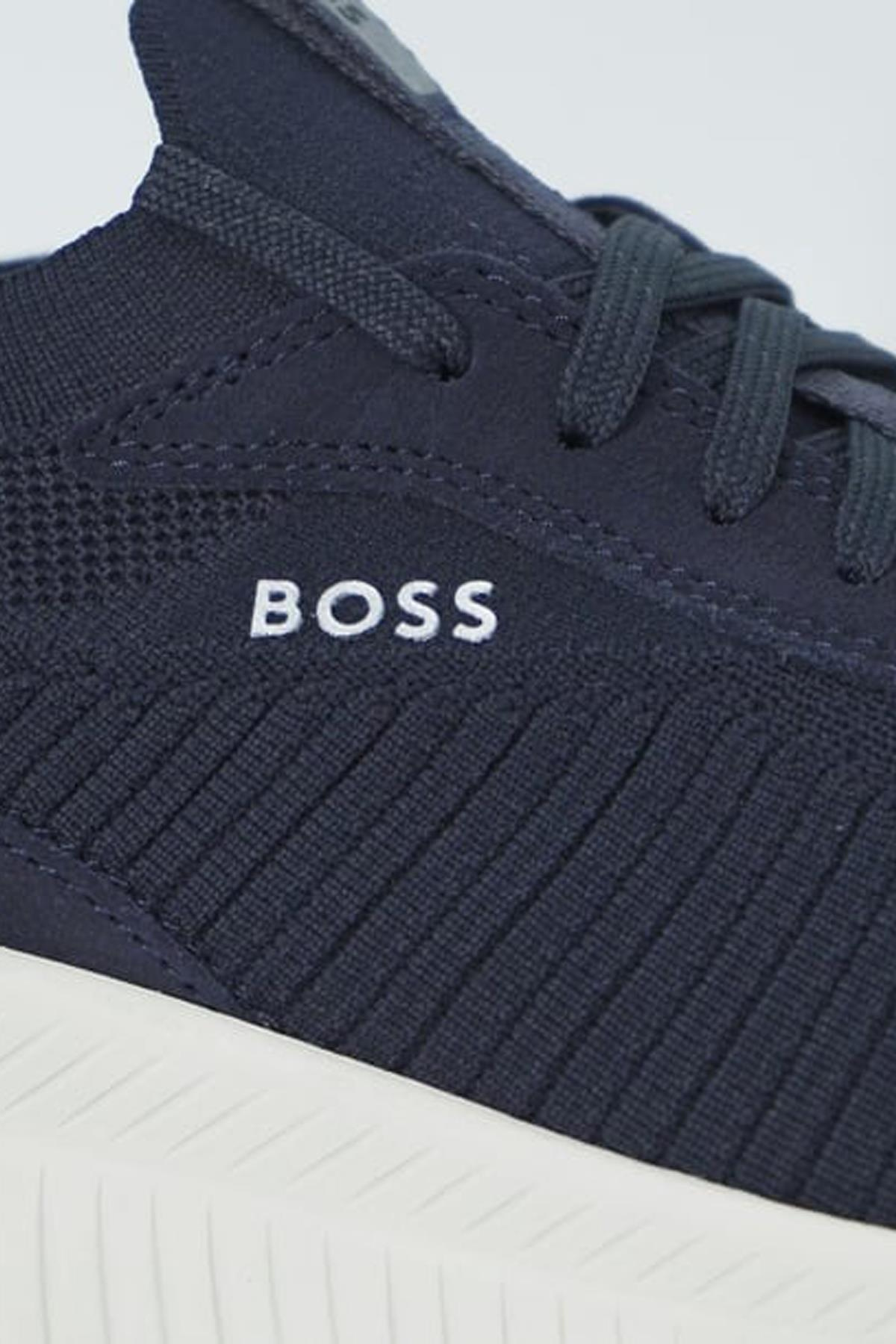BOSS BOSS Erkek Bağcıklı Marka Logolu Spor Stil Lacivert Sneaker 50498904-401