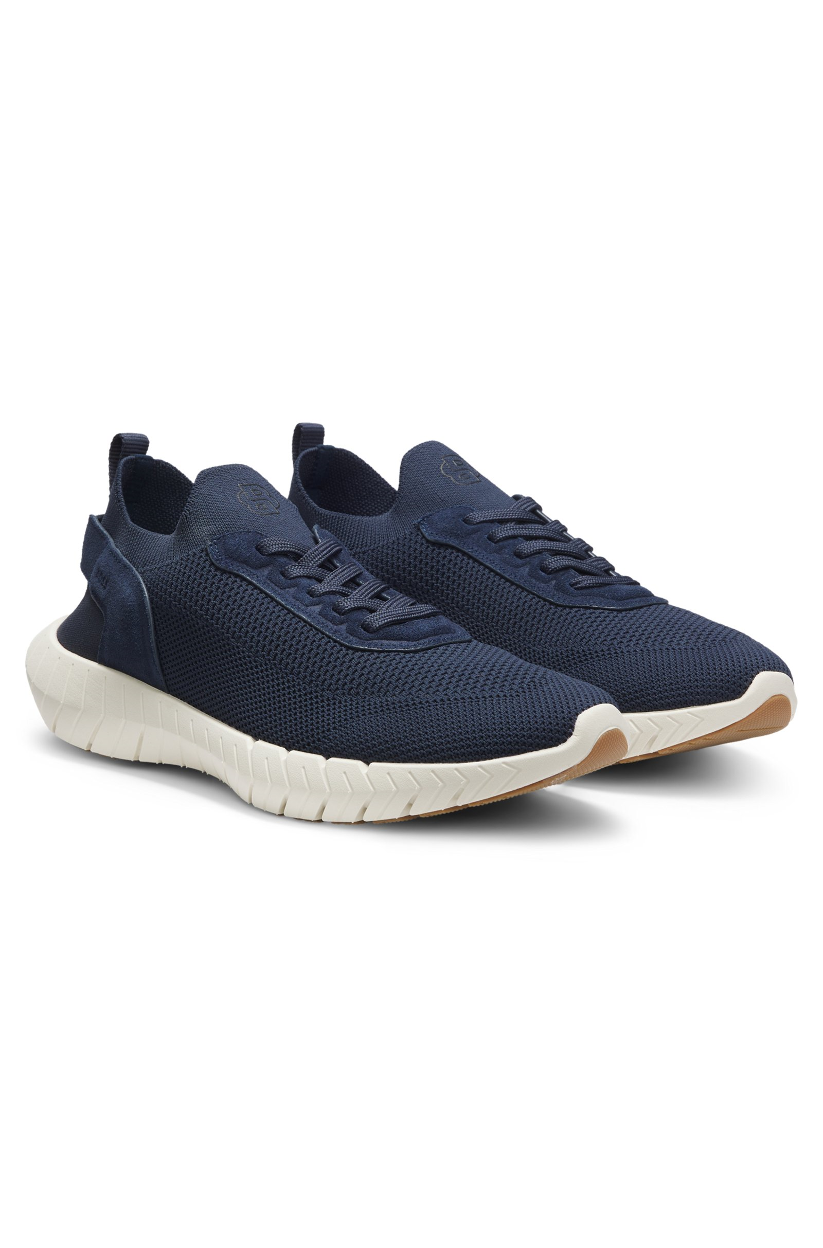 BOSS  BOSS Erkek Bağcıklı Rahat Esnek Taban İnce Fileli Lacivert Sneaker 50563857-401