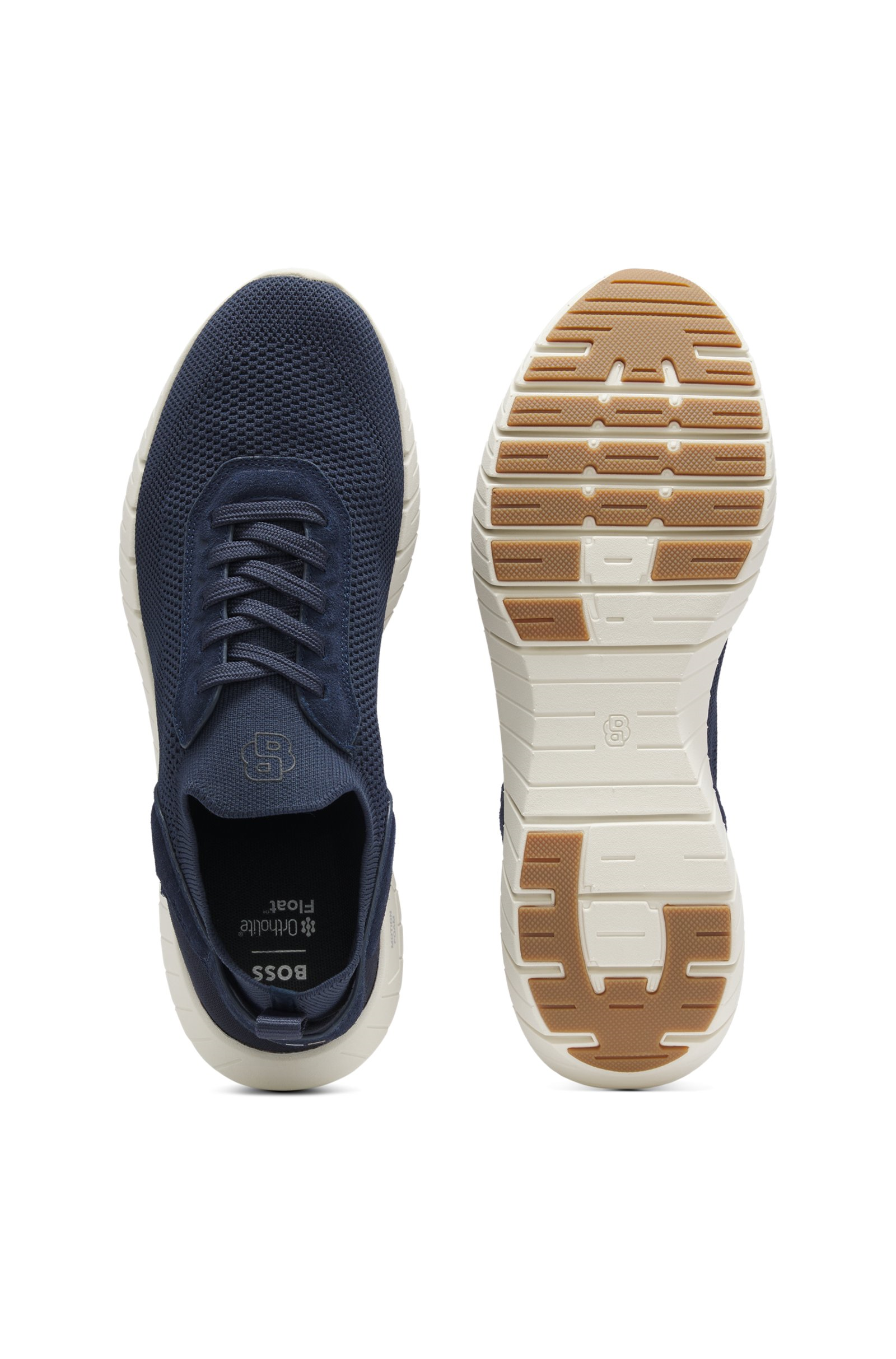 BOSS  BOSS Erkek Bağcıklı Rahat Esnek Taban İnce Fileli Lacivert Sneaker 50563857-401