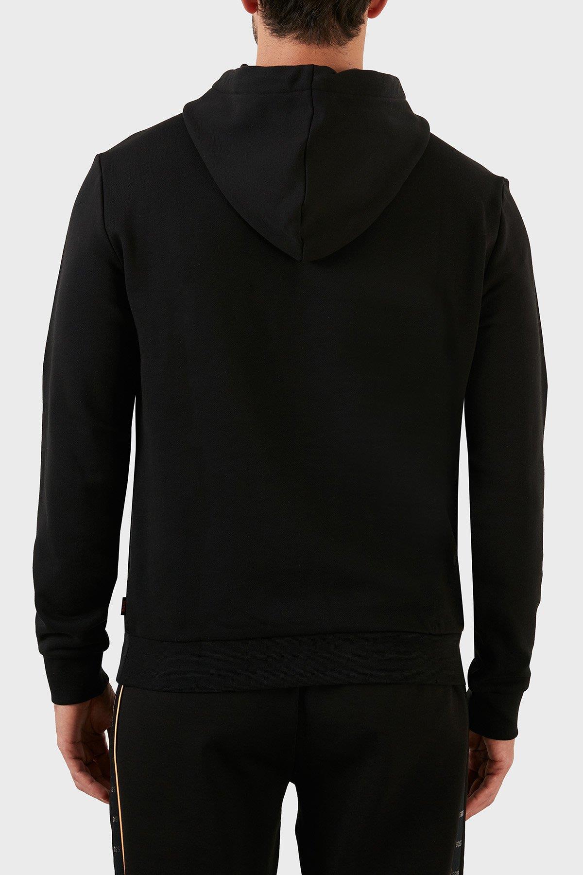 BOSS BOSS Erkek Baskılı Regular Fit Kapşonlu Siyah Sweatshirt 50477519-001