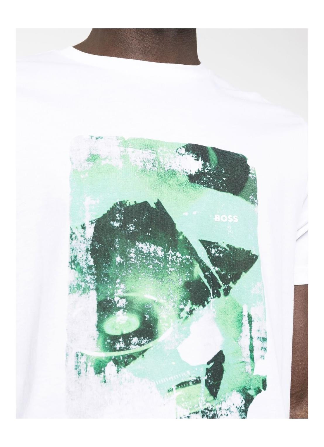 BOSS BOSS Erkek Baskılı Regular Fit Pamuklu Beyaz T-Shirt 50485165-100