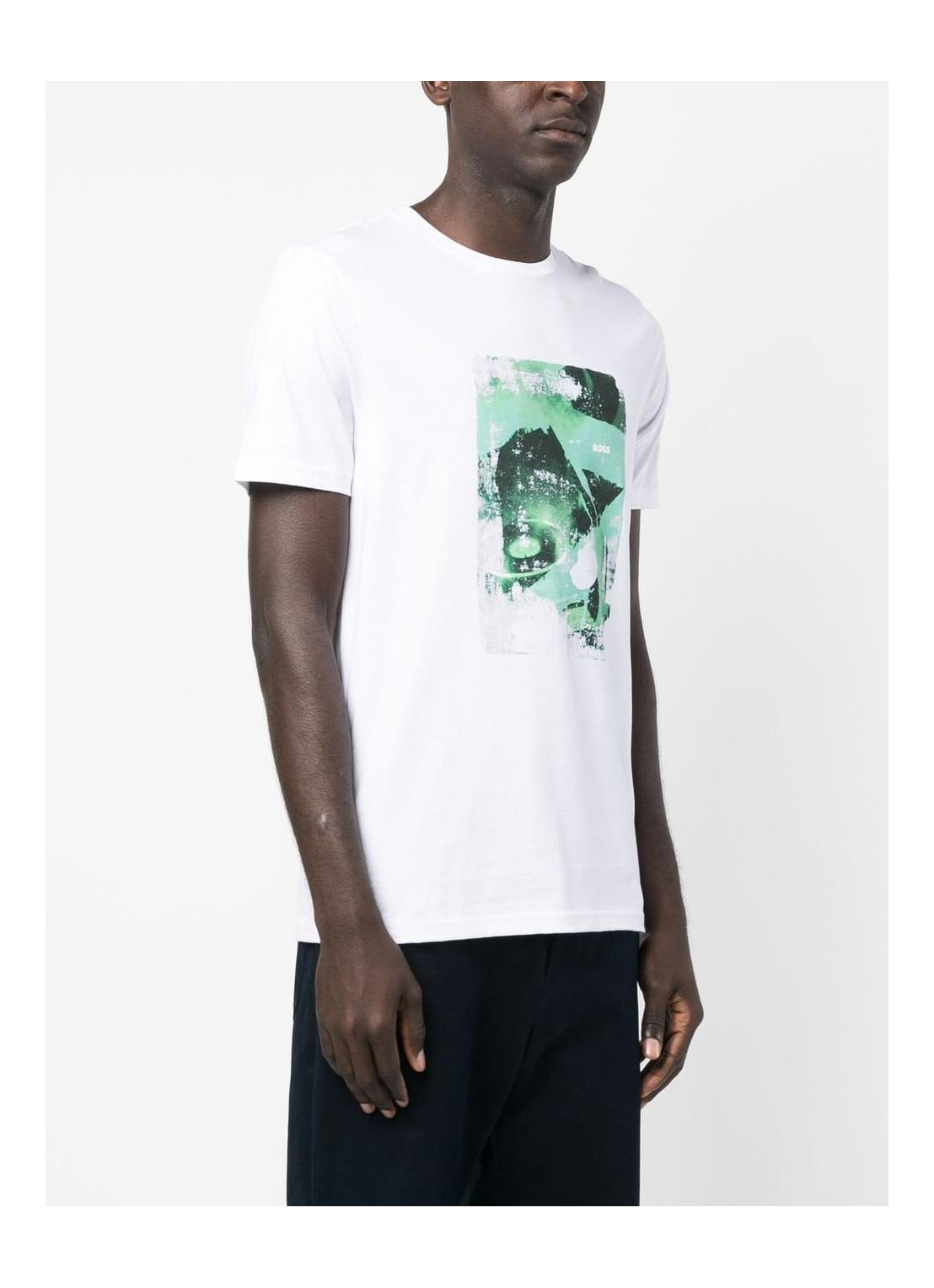 BOSS BOSS Erkek Baskılı Regular Fit Pamuklu Beyaz T-Shirt 50485165-100