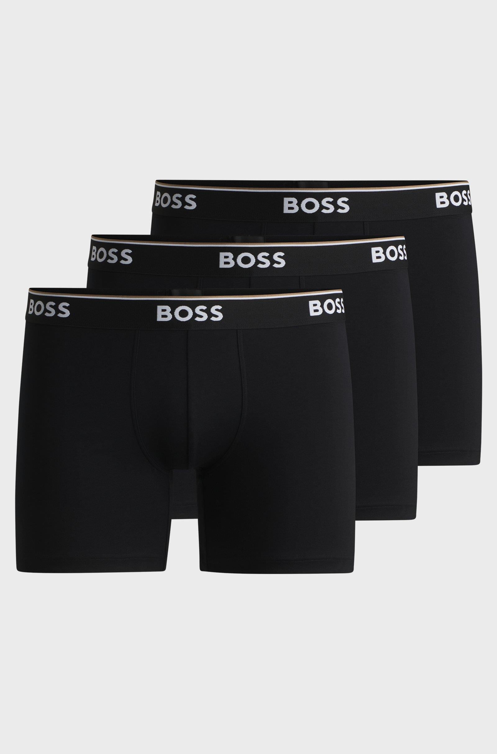 BOSS BOSS Erkek Bel Boss Yazı Detay Dar Kısa Pamuklu Siyah Boxer 50475282-001